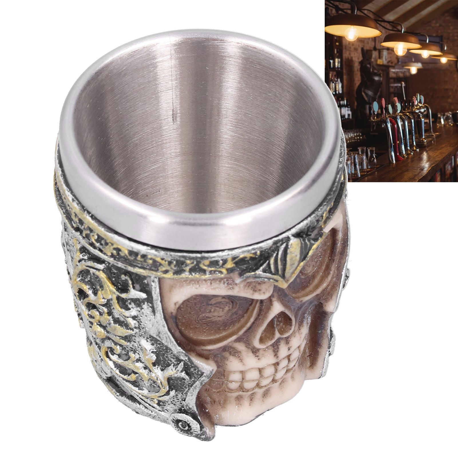 Skull Mug Resin Stainless Steel Liner Anti Rust Lightweight Small Viking Cup view 12