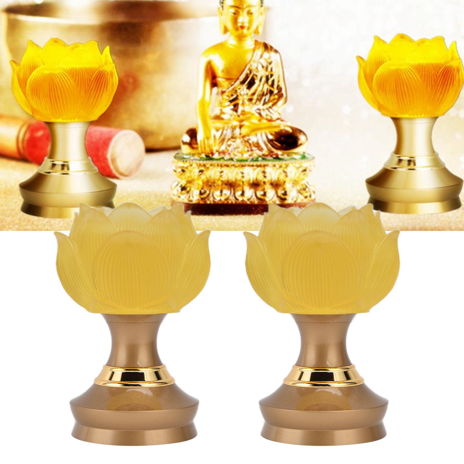 2Set LED Lotus Buddhist Light with Alloy Base Colorful Buddha Lamp Ornament view 12