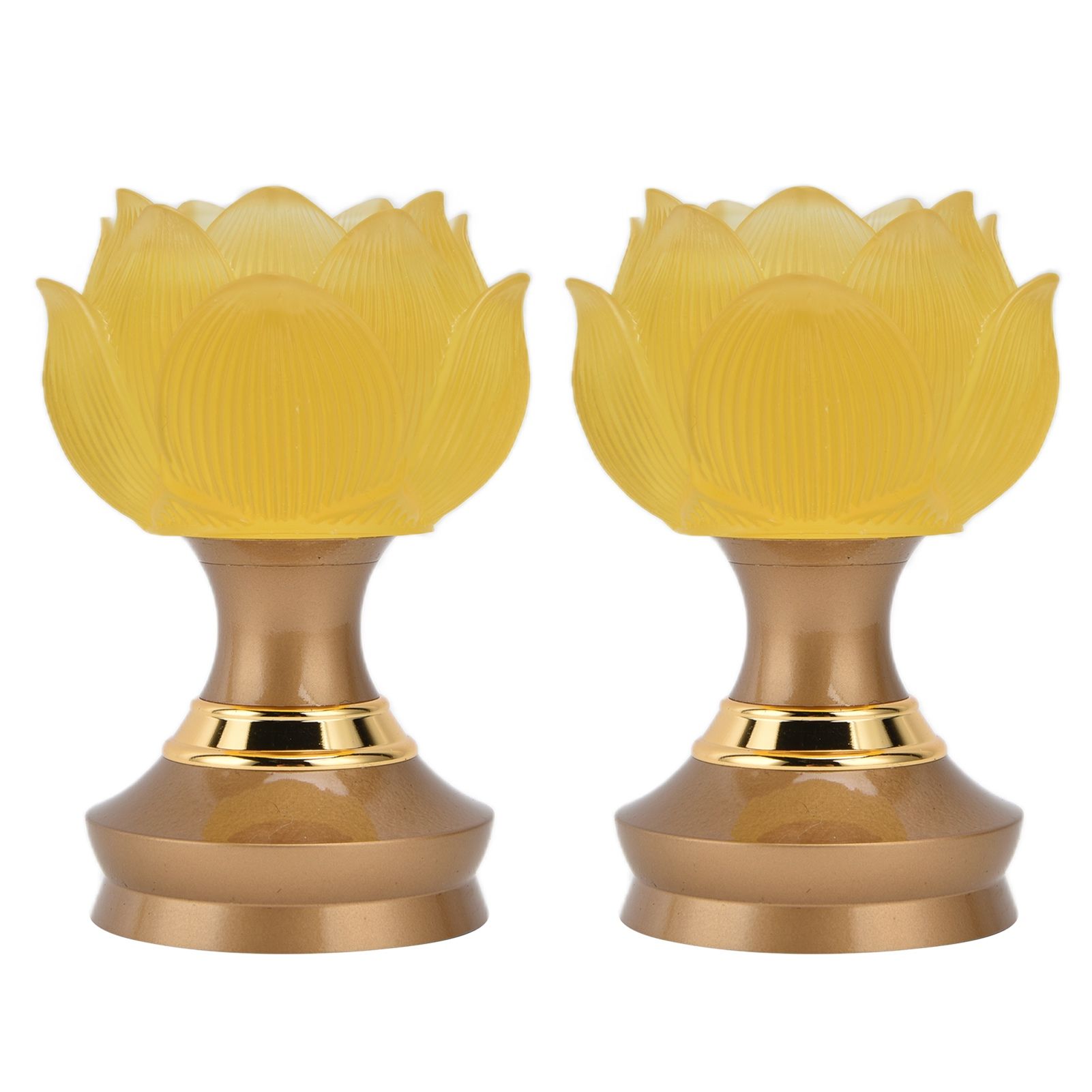 2Set LED Lotus Buddhist Light with Alloy Base Colorful Buddha Lamp Ornament — image 1