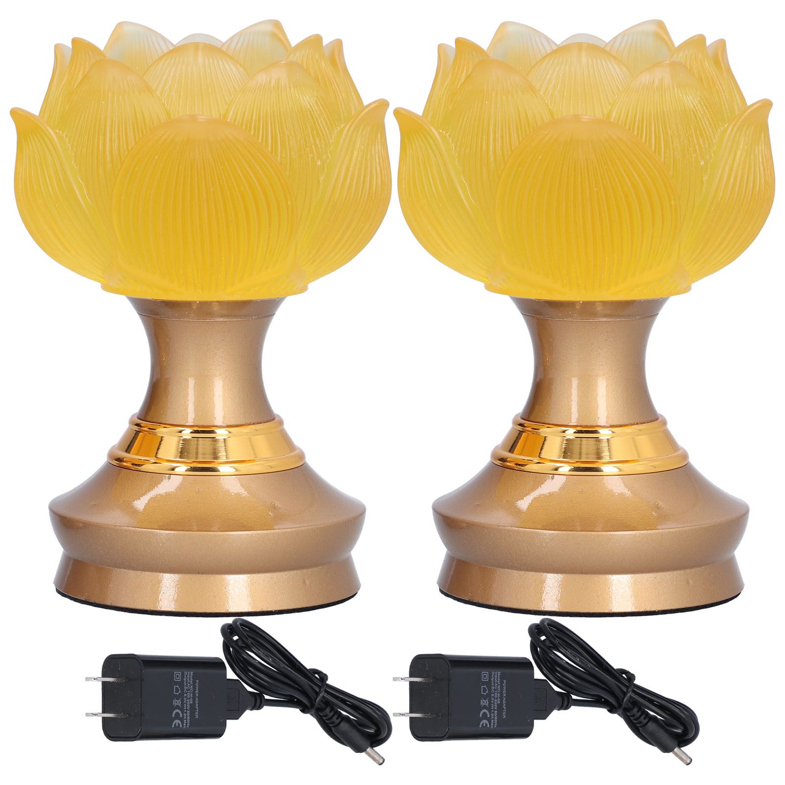 2Set LED Lotus Buddha Lamp Imitated Colored Glaze Prayer Light Home Meditation view 2