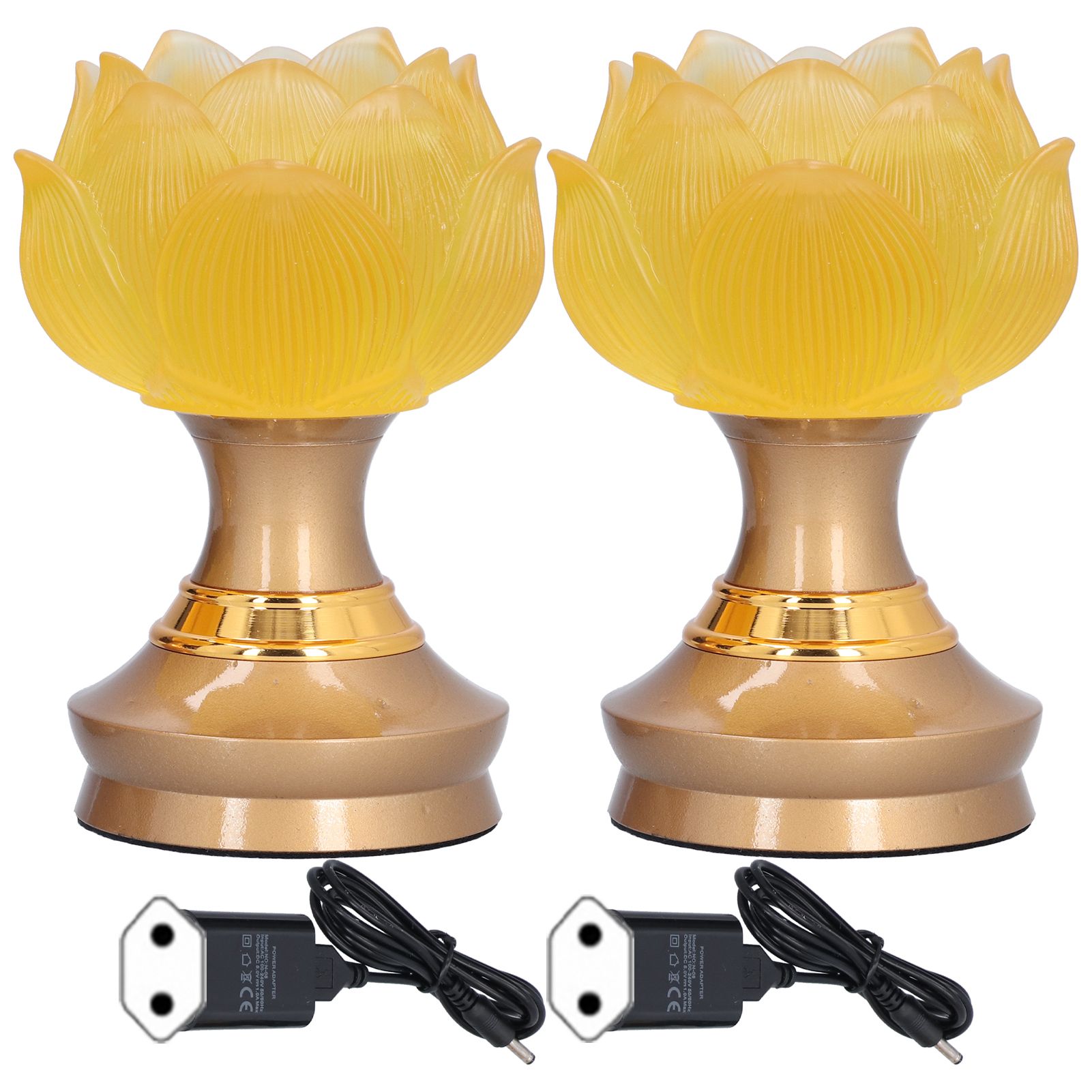 2Set LED Lotus Buddha Lamp Imitated Colored Glaze Prayer Light Home Meditation view 2