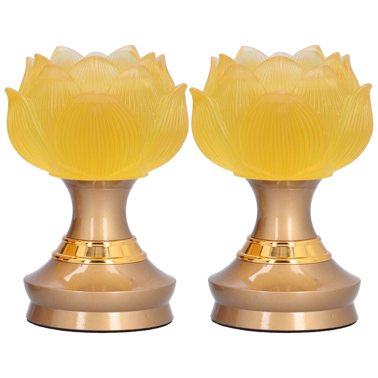 2Set LED Lotus Buddha Lamp Imitated Colored Glaze Prayer Light Home Meditation — image 1