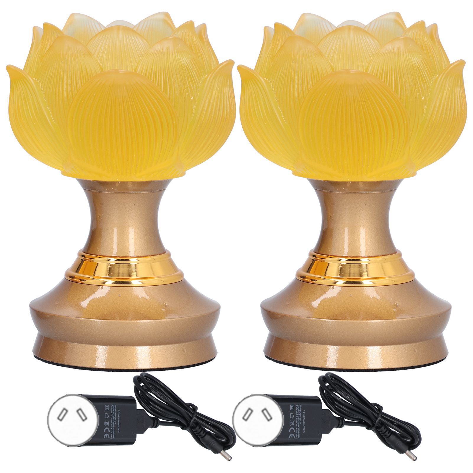 2Set LED Lotus Buddha Lamp Imitated Colored Glaze Prayer Light Home Meditation view 2