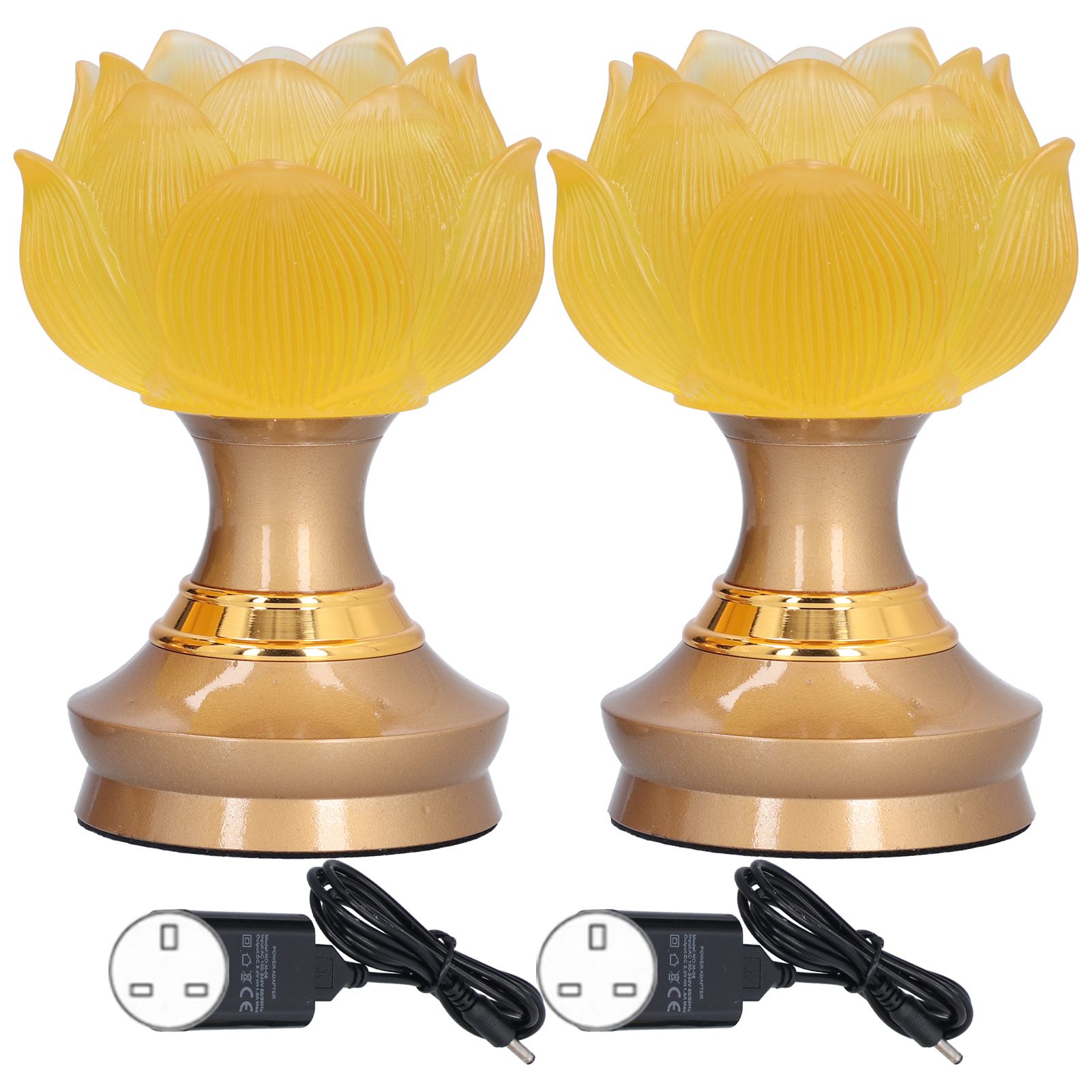 2Set LED Lotus Buddha Lamp Imitated Colored Glaze Prayer Light Home Meditation view 2