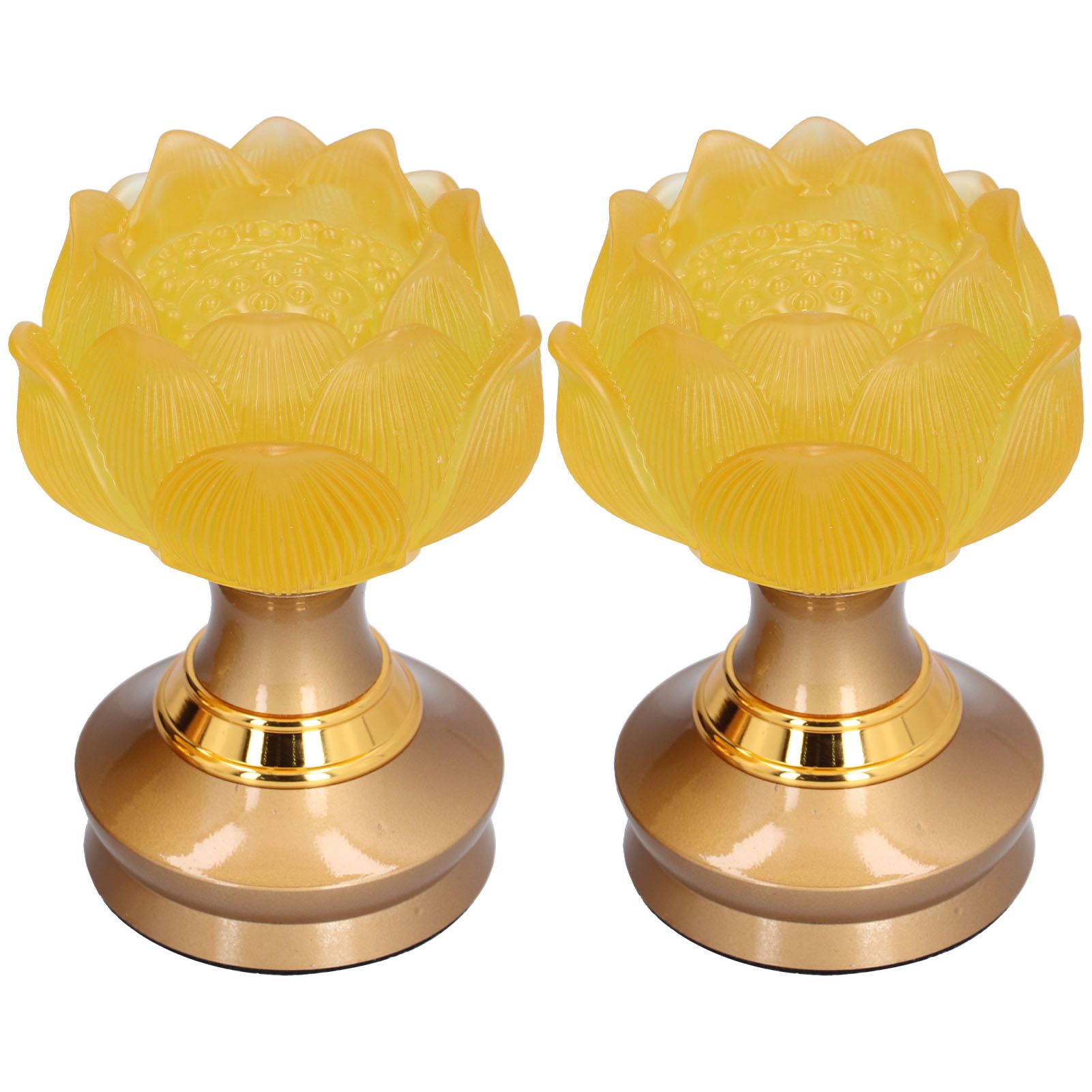 2Set LED Lotus Buddha Lamp Imitated Colored Glaze Prayer Light Home Meditation view 3