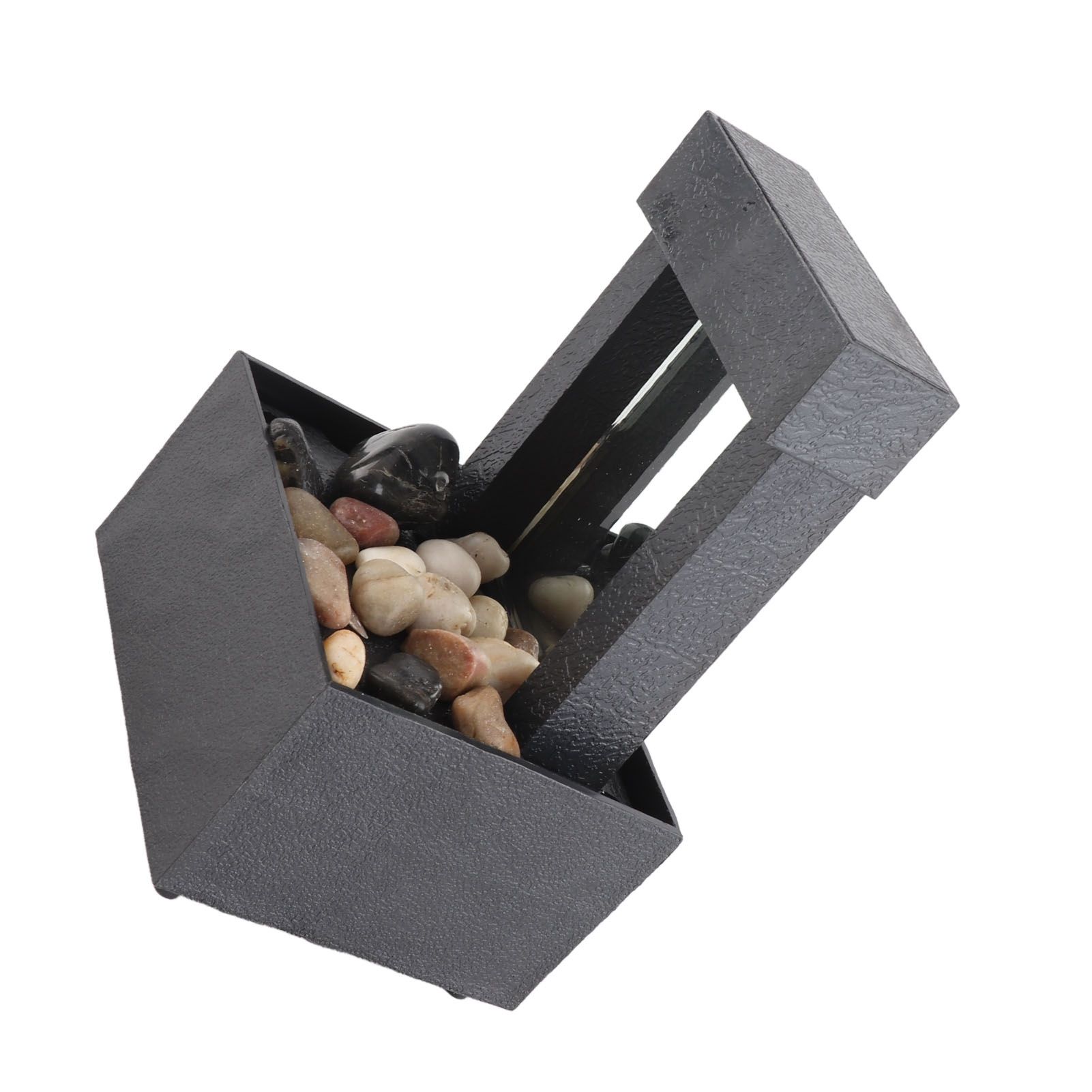Mirrored Indoor Tabletop Water Fountain with Stone LED Light 2 Hours Auto — image 1