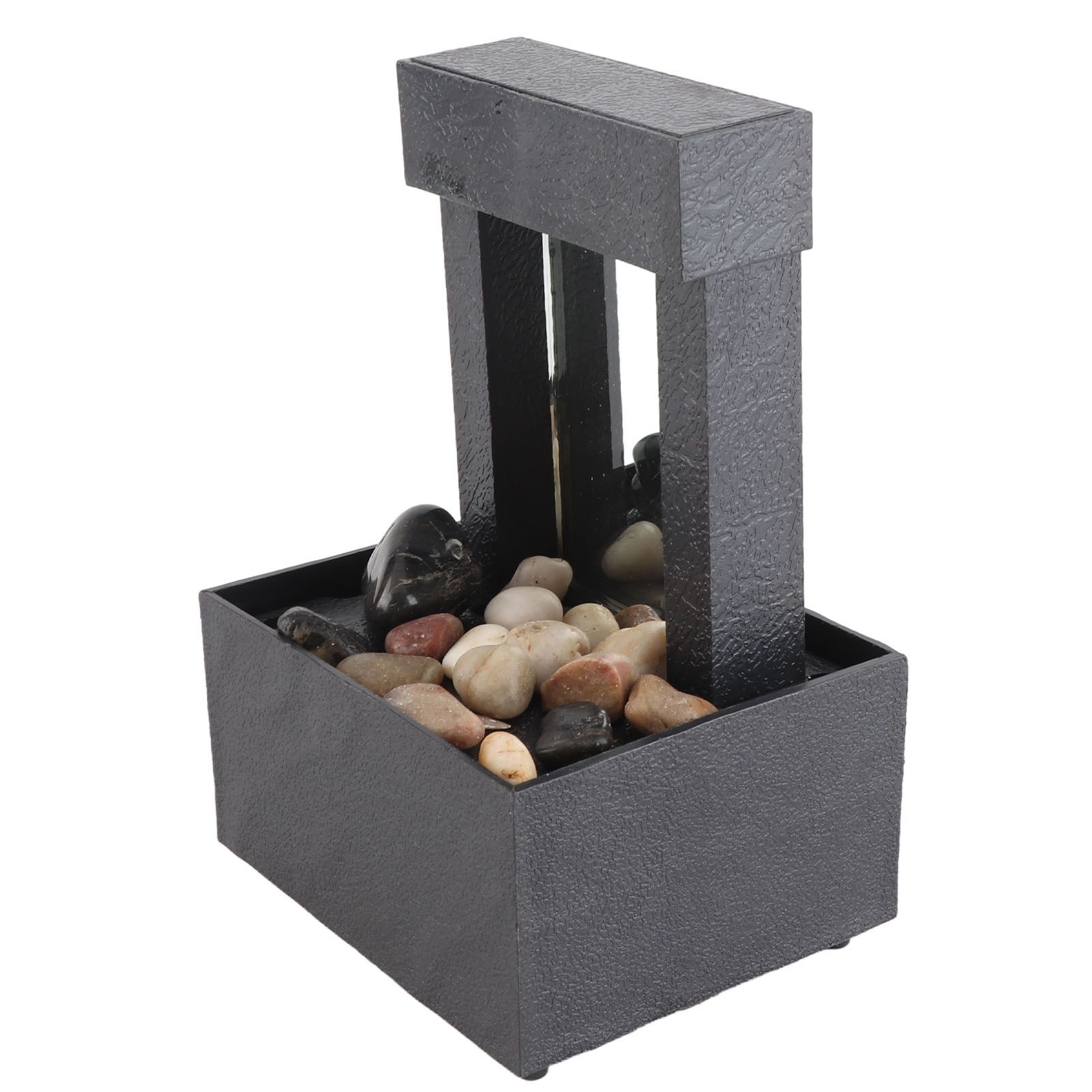 Mirrored Indoor Tabletop Water Fountain with Stone LED Light 2 Hours Auto view 12