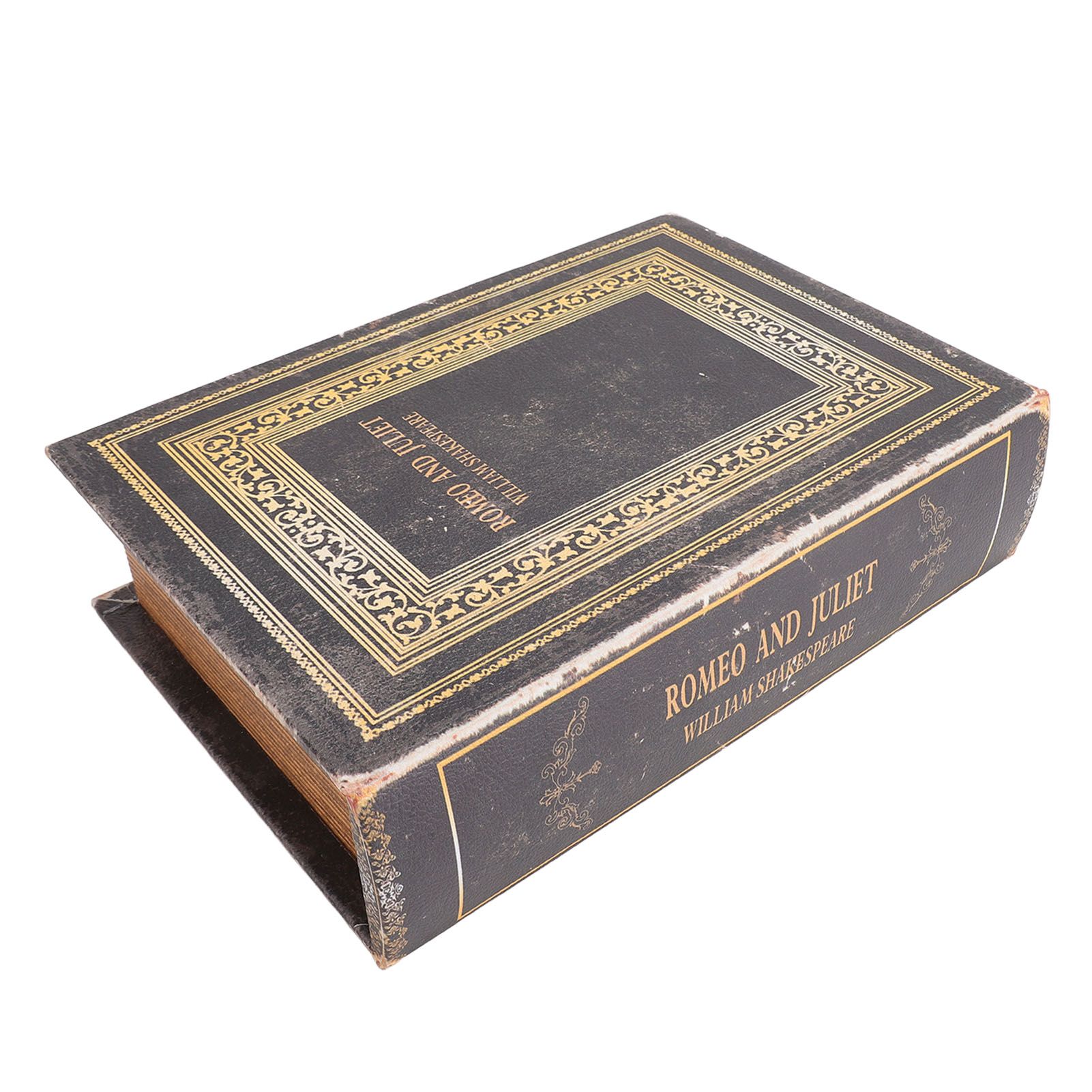 Decorative Book Box Wood Leather European Vintage Book Shape Storage Box Faux