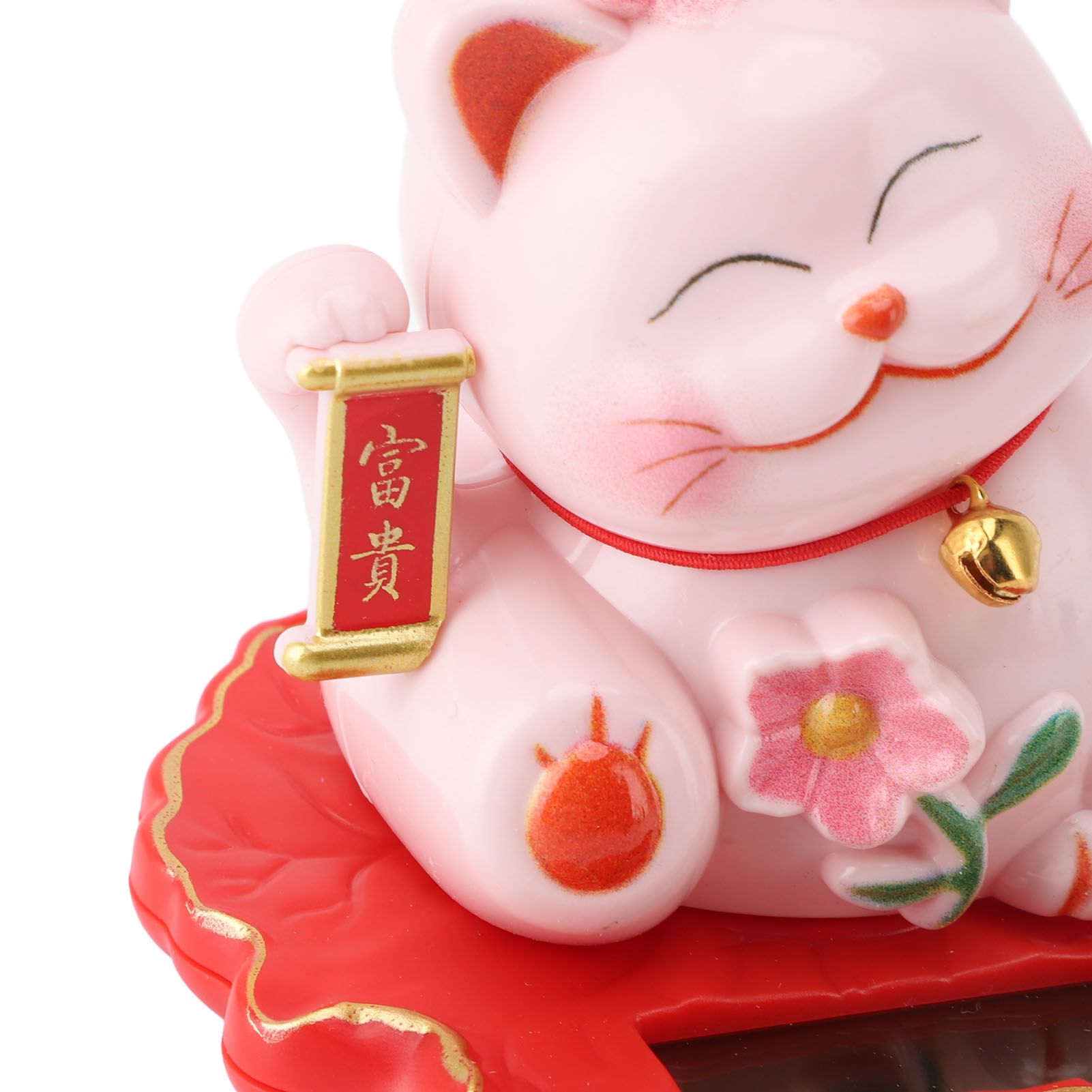 Lucky Cat Waving Arm Ornament ABS Solar Powered Light Induction Wealth view 2