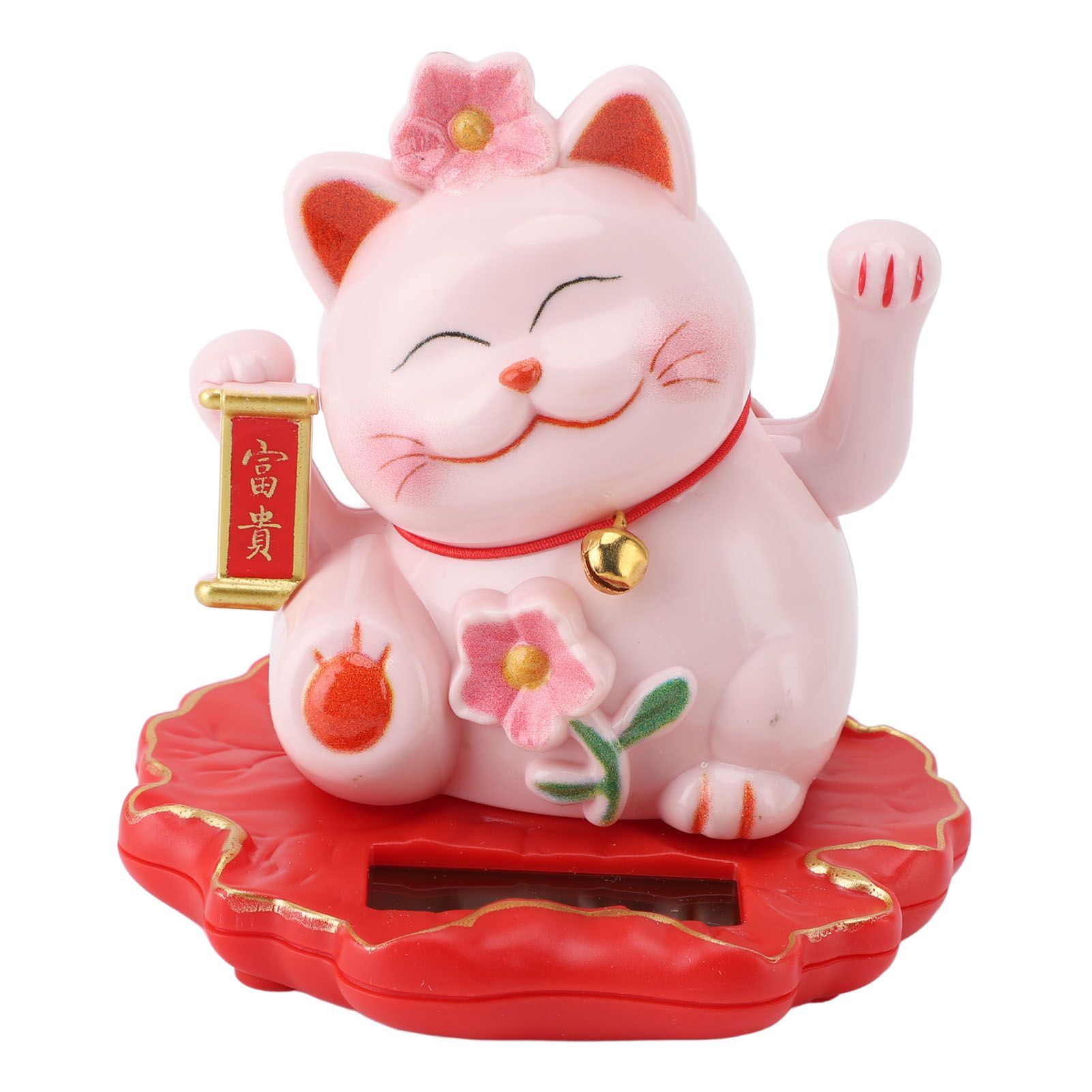 Lucky Cat Waving Arm Ornament ABS Solar Powered Light Induction Wealth view 3