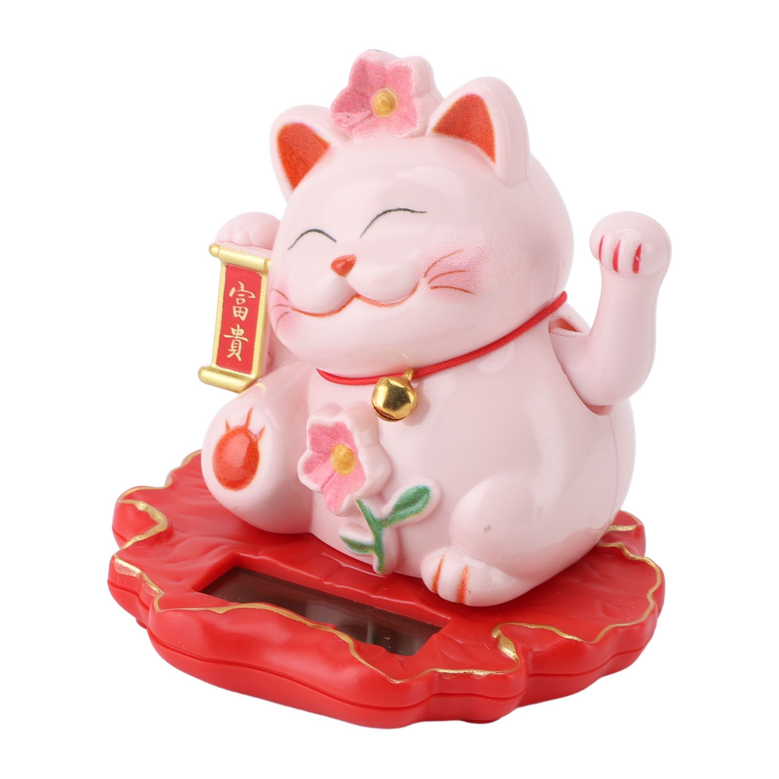 Lucky Cat Waving Arm Ornament ABS Solar Powered Light Induction Wealth view 4