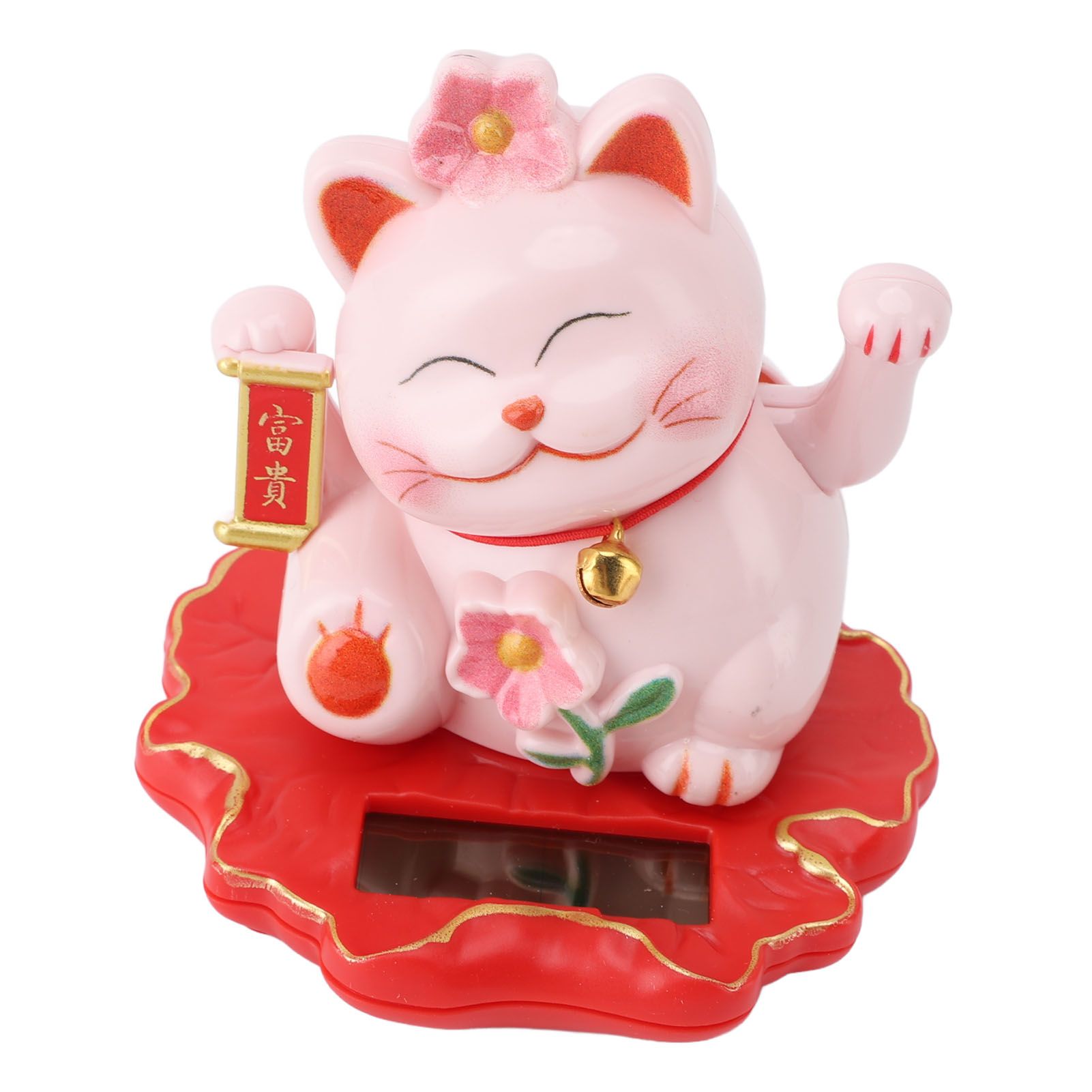 Lucky Cat Waving Arm Ornament ABS Solar Powered Light Induction Wealth view 10