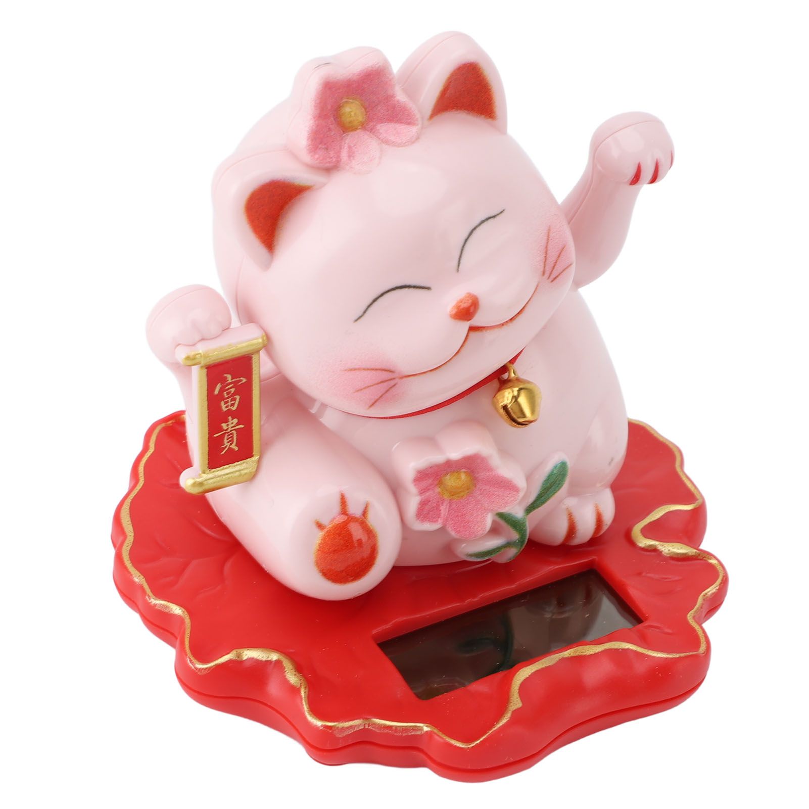 Lucky Cat Waving Arm Ornament ABS Solar Powered Light Induction Wealth view 11