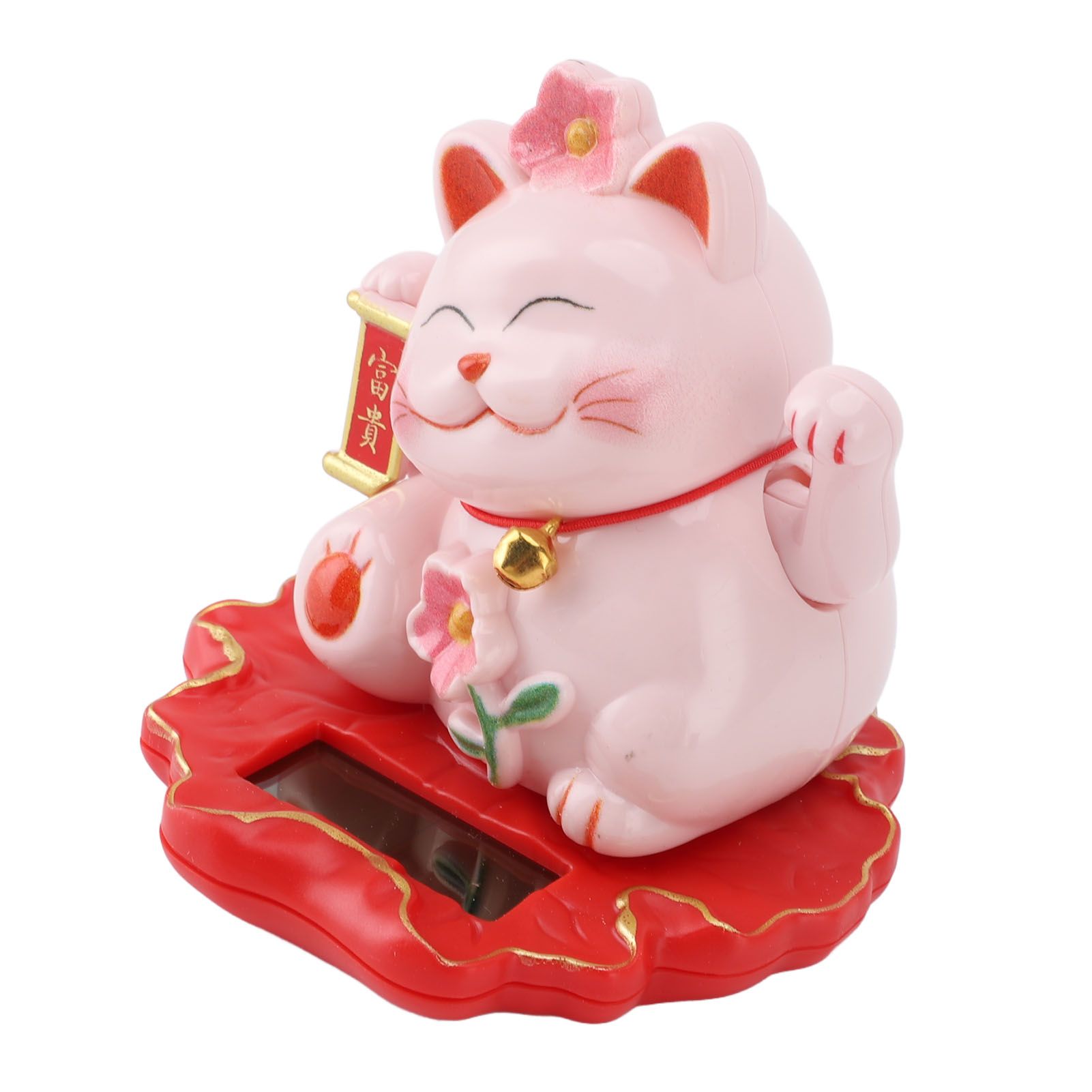 Lucky Cat Waving Arm Ornament ABS Solar Powered Light Induction Wealth view 12