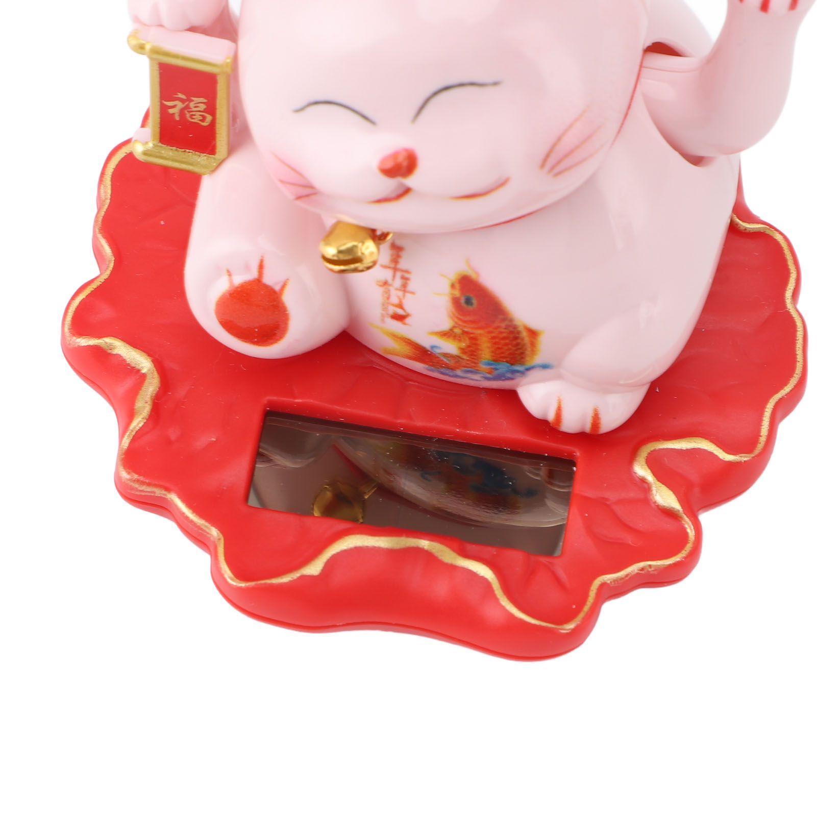 Solar Energy Powered White Beckoning Lucky Money Cat for Home Office Car Decor view 2