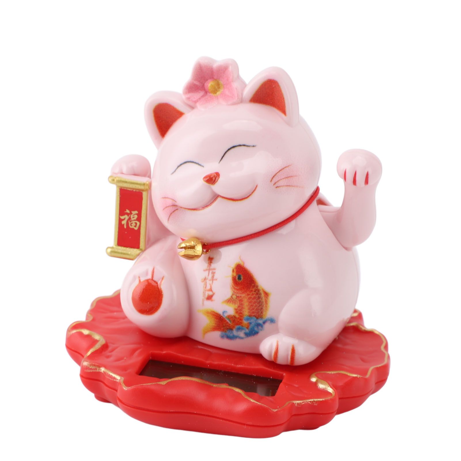 Solar Energy Powered White Beckoning Lucky Money Cat for Home Office Car Decor view 4