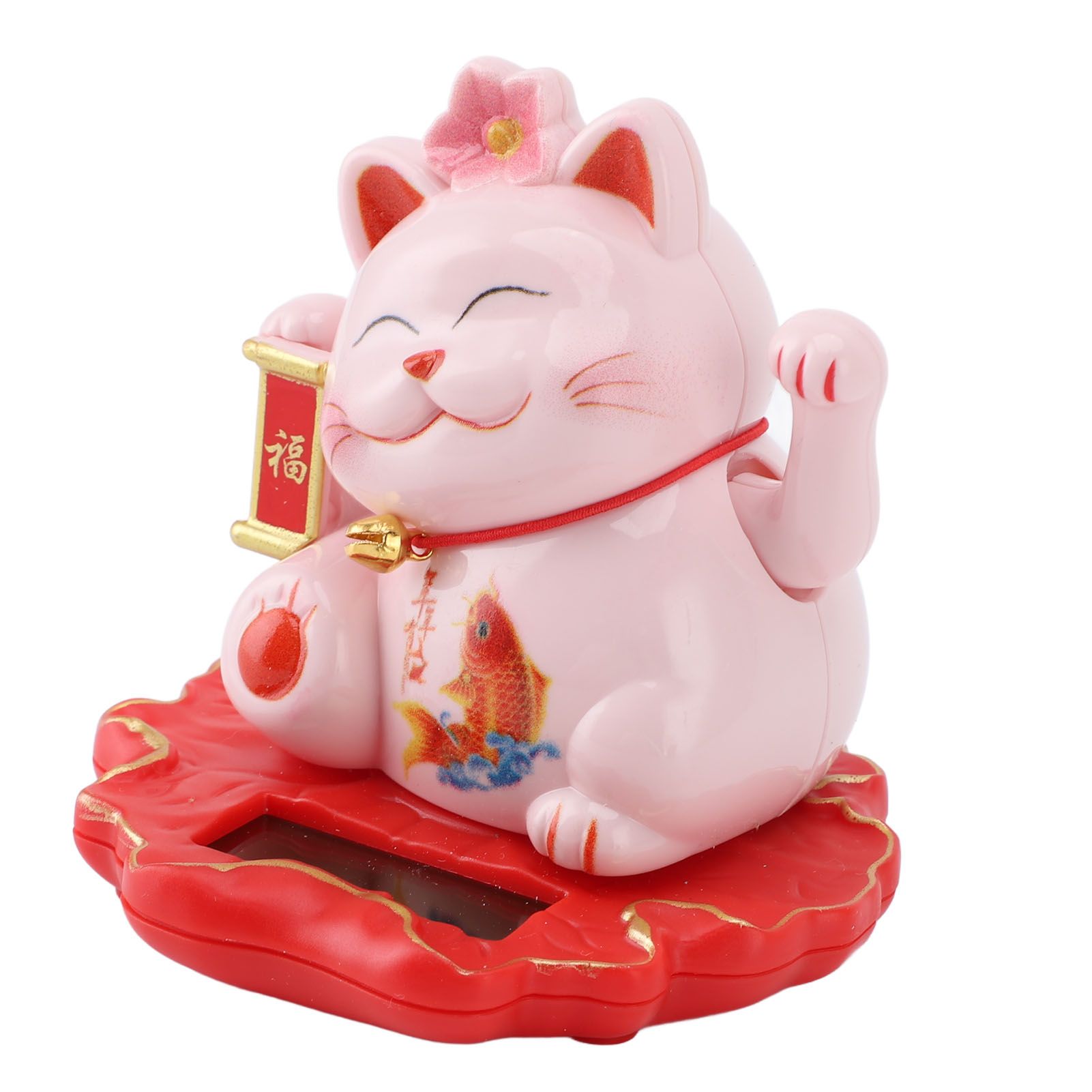 Solar Energy Powered White Beckoning Lucky Money Cat for Home Office Car Decor view 6