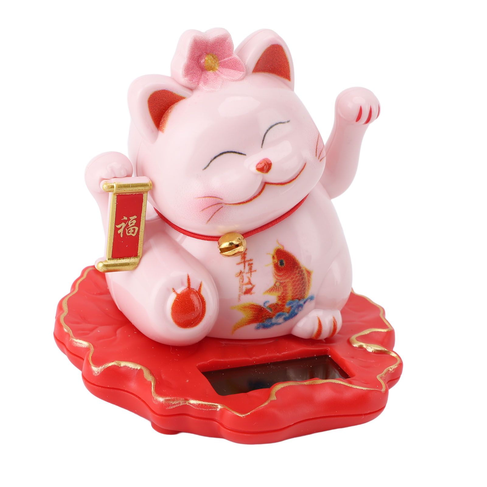 Solar Energy Powered White Beckoning Lucky Money Cat for Home Office Car Decor view 8