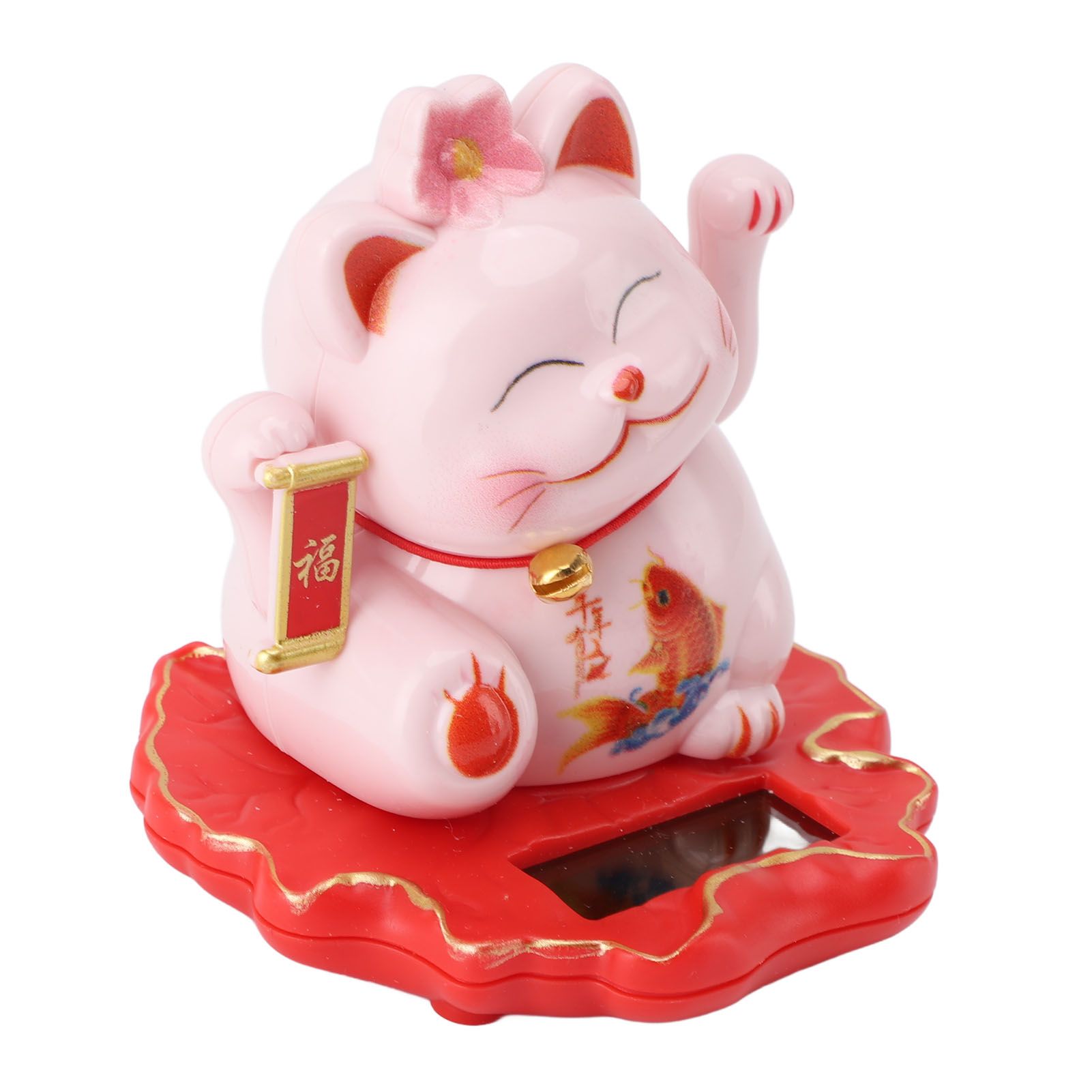 Solar Energy Powered White Beckoning Lucky Money Cat for Home Office Car Decor view 9