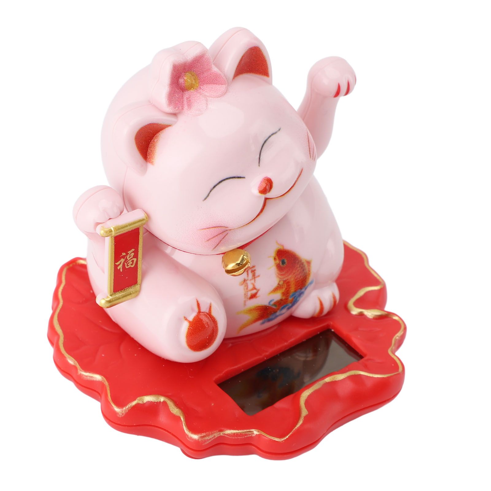 Solar Energy Powered White Beckoning Lucky Money Cat for Home Office Car Decor view 10