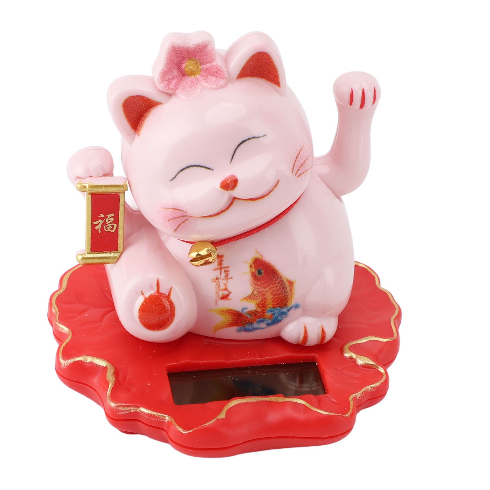 Solar Energy Powered White Beckoning Lucky Money Cat for Home Office Car Decor view 11