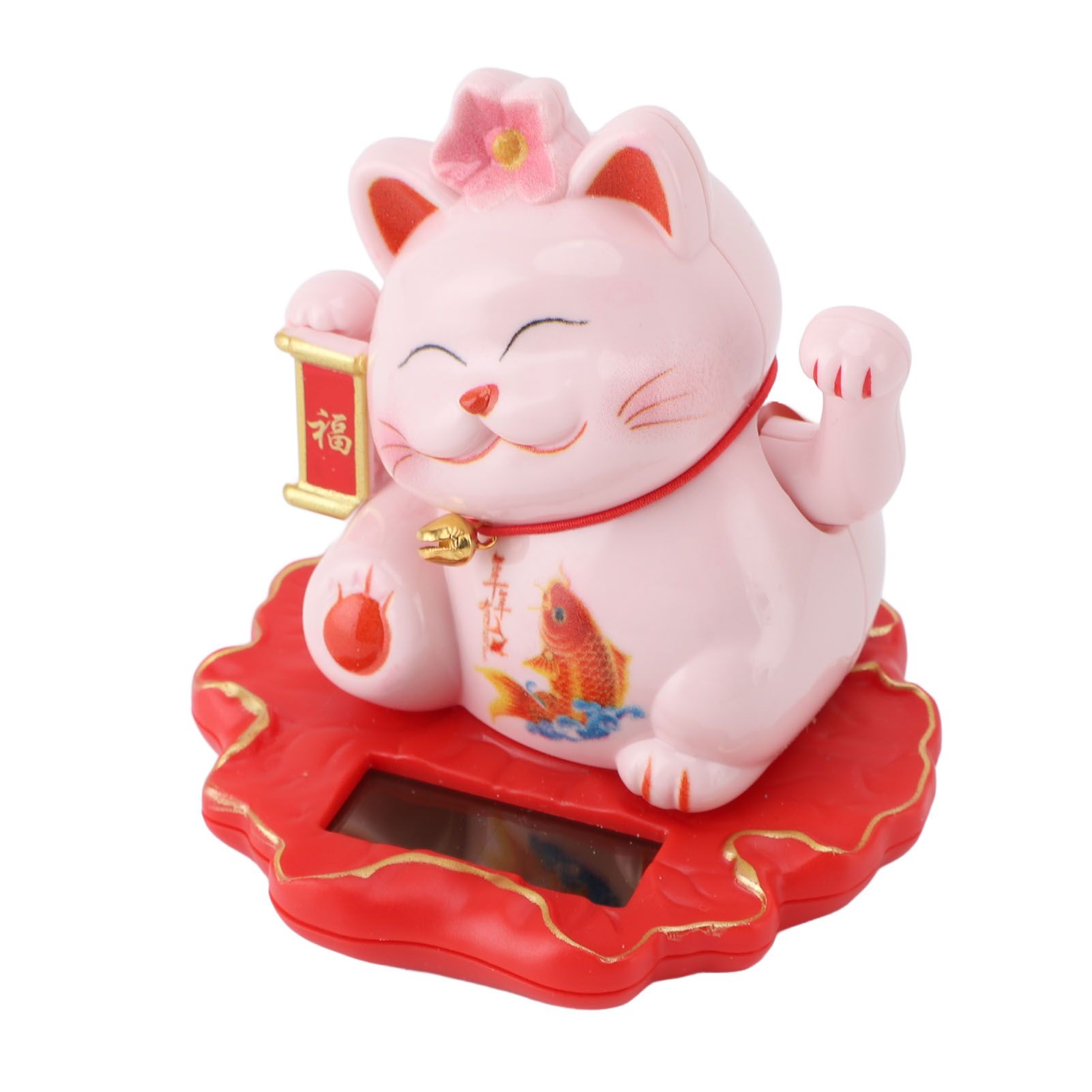 Solar Energy Powered White Beckoning Lucky Money Cat for Home Office Car Decor view 12