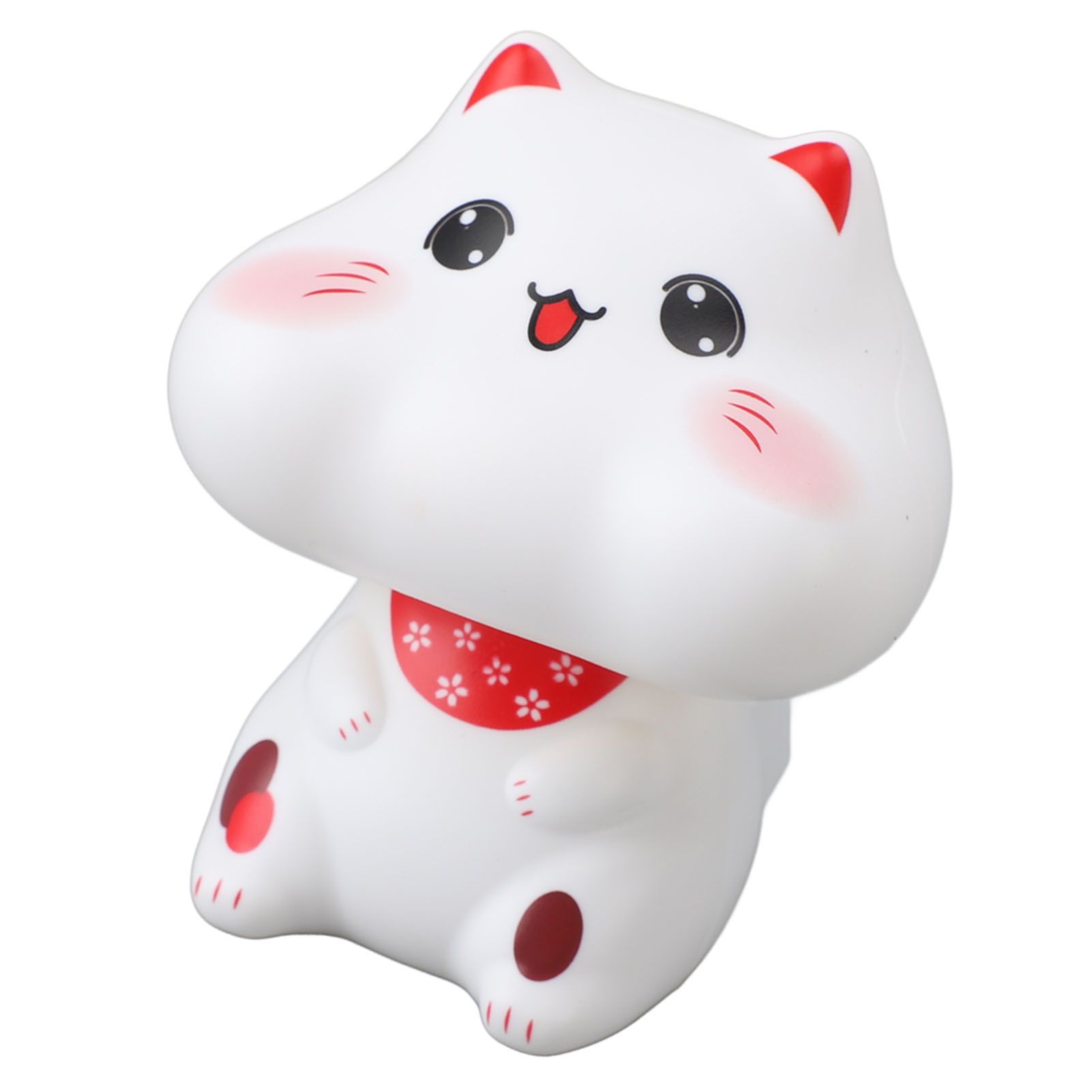 Solar Powered Cat Decor Lucky Cat Figurine Automatic Nodding Ornament for Car — image 1