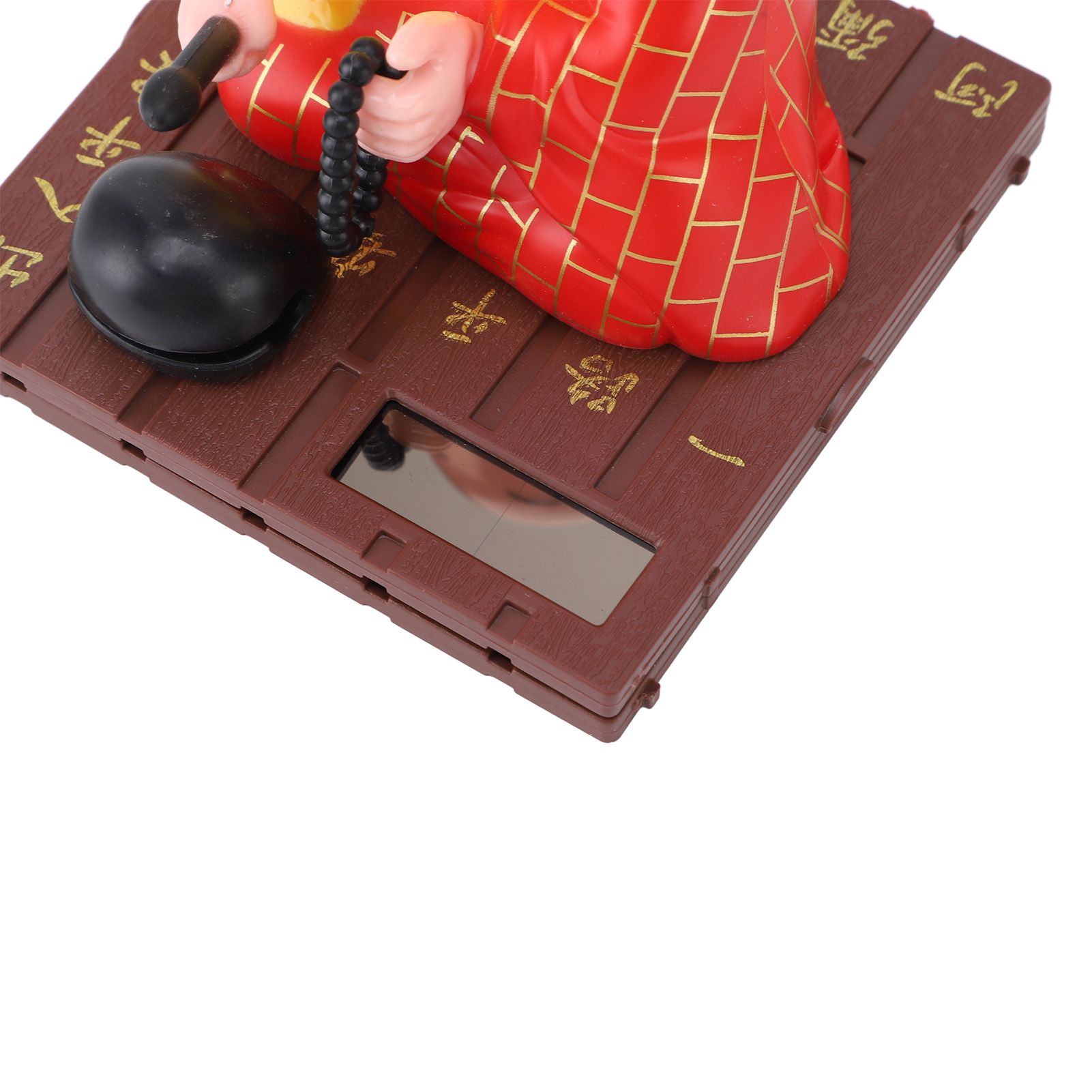 Solar Little Monk Toy Red Attracting Wealth Shaking Head Knocking Wooden Drum view 2