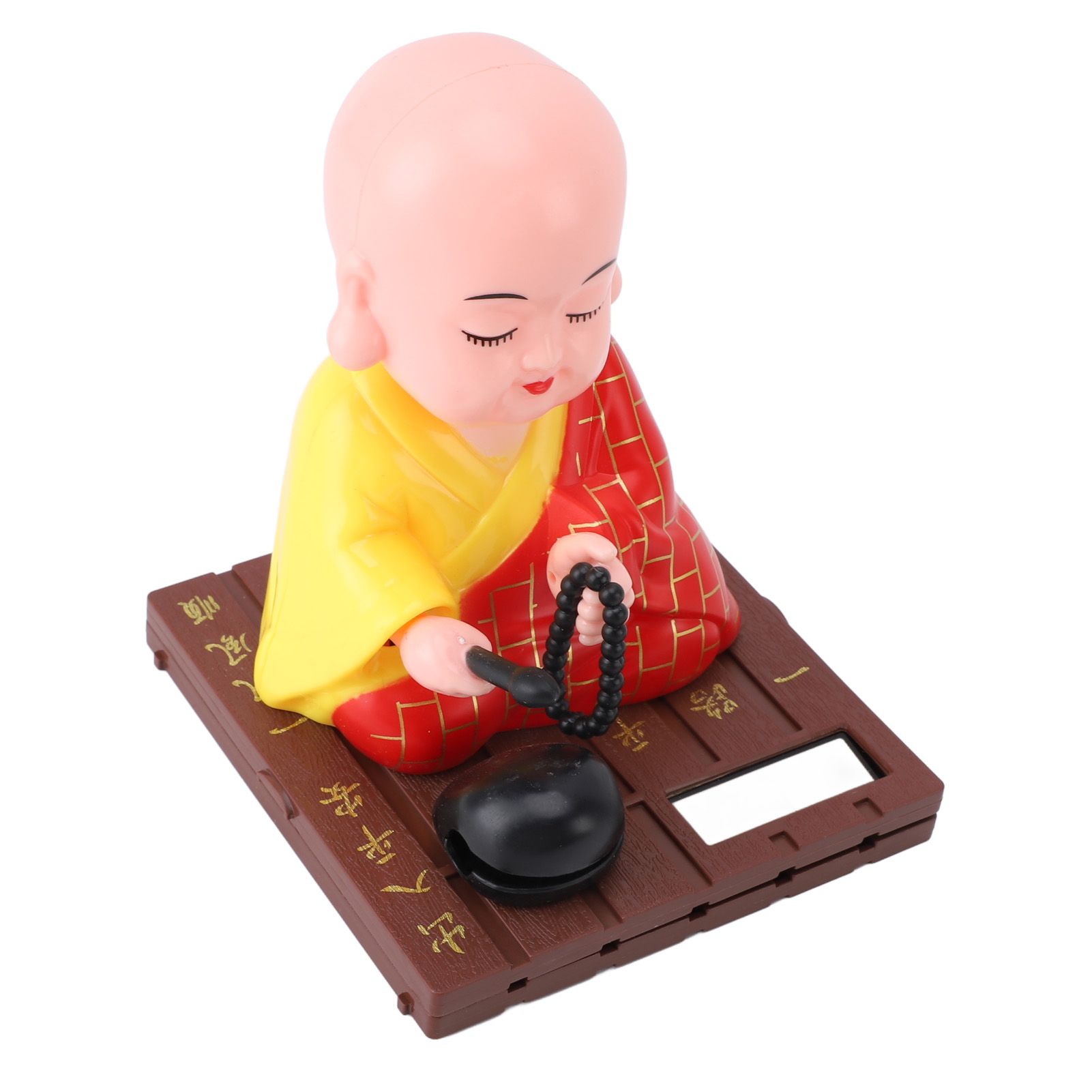 Solar Little Monk Toy Red Attracting Wealth Shaking Head Knocking Wooden Drum view 6