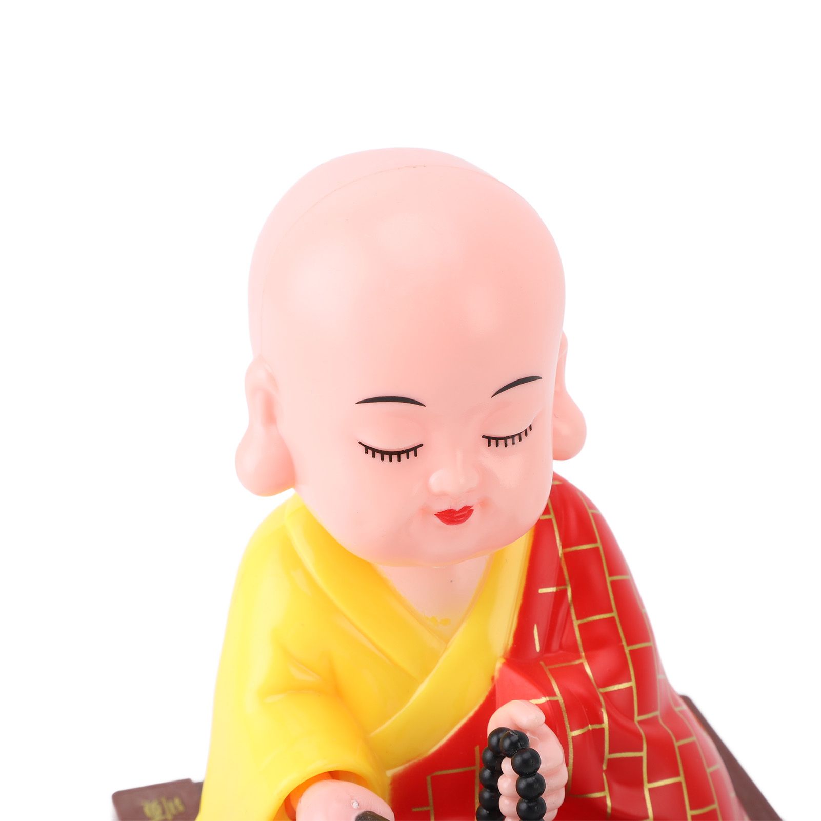 Solar Little Monk Toy Red Attracting Wealth Shaking Head Knocking Wooden Drum view 7