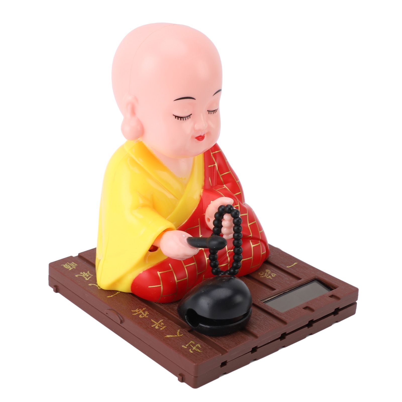 Solar Little Monk Toy Red Attracting Wealth Shaking Head Knocking Wooden Drum view 8