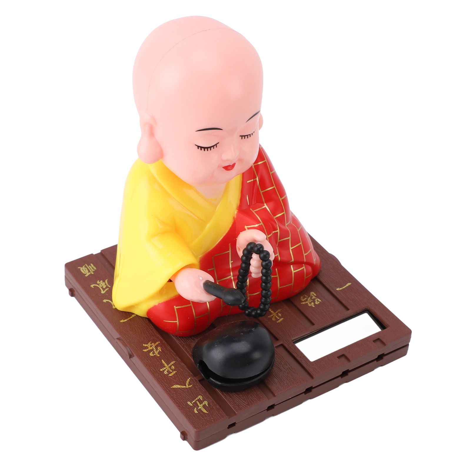 Solar Little Monk Toy Red Attracting Wealth Shaking Head Knocking Wooden Drum view 10