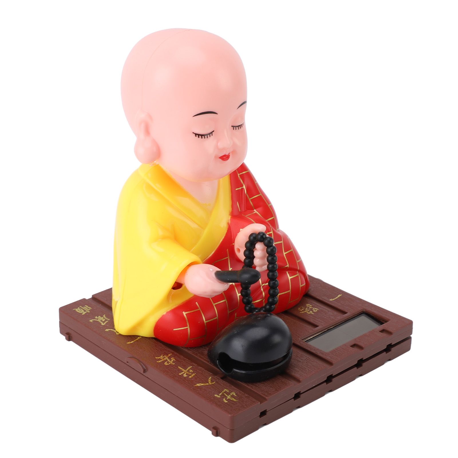 Solar Little Monk Toy Red Attracting Wealth Shaking Head Knocking Wooden Drum view 11