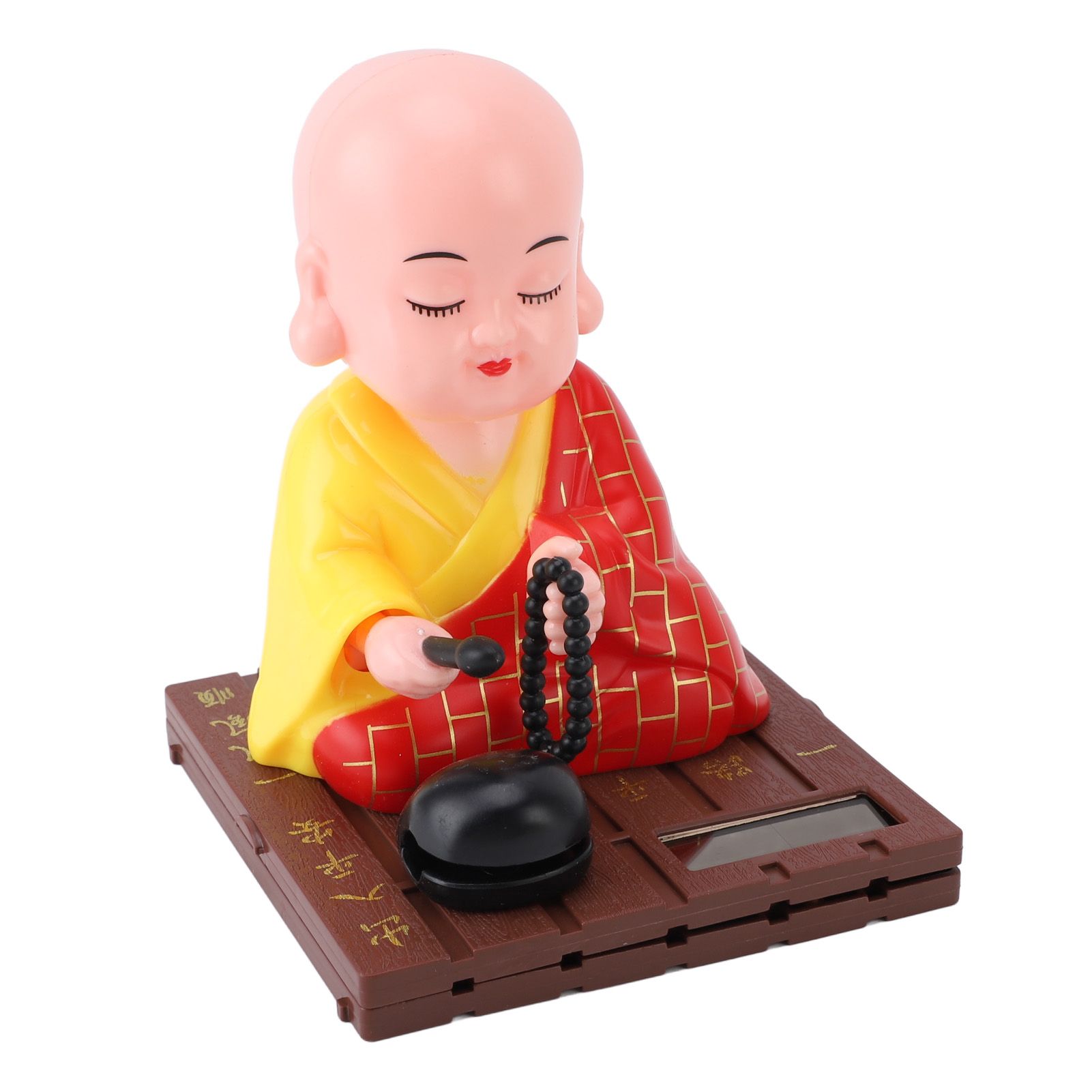 Solar Little Monk Toy Red Attracting Wealth Shaking Head Knocking Wooden Drum view 12