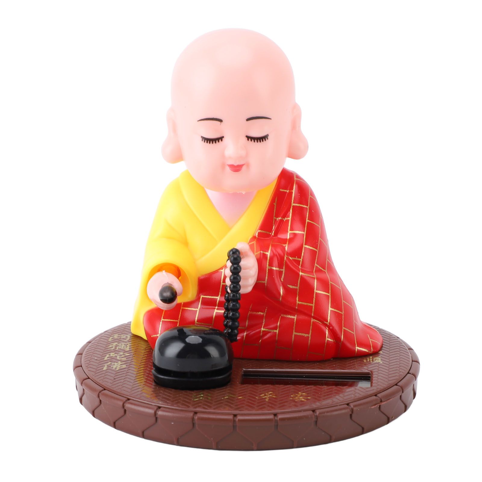 Little Monk Figurine Solar Powered Bright Color Exquisite Car Dashboard view 3