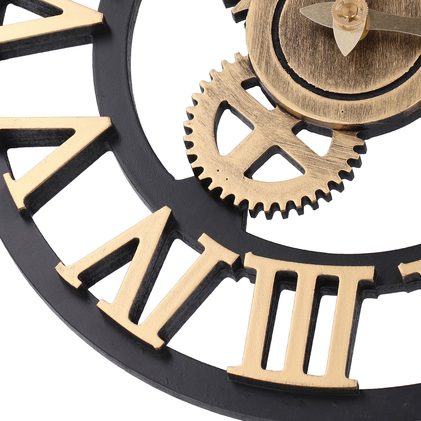 Large 3D Retro Wall Clock 34CM Vintage Wooden Gear Wall Clock Numerals view 2