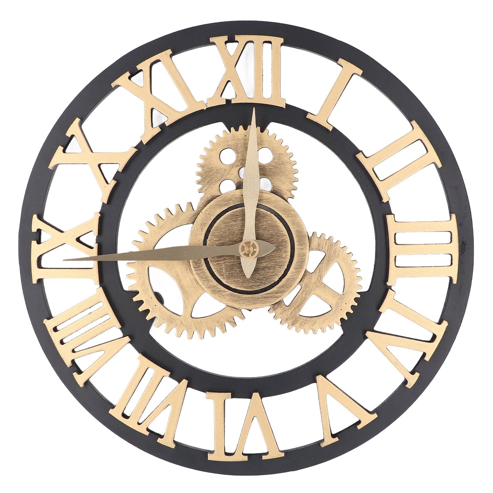 Large 3D Retro Wall Clock 34CM Vintage Wooden Gear Wall Clock Numerals view 3