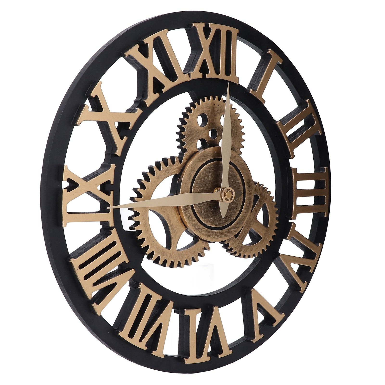 Large 3D Retro Wall Clock 34CM Vintage Wooden Gear Wall Clock Numerals view 4