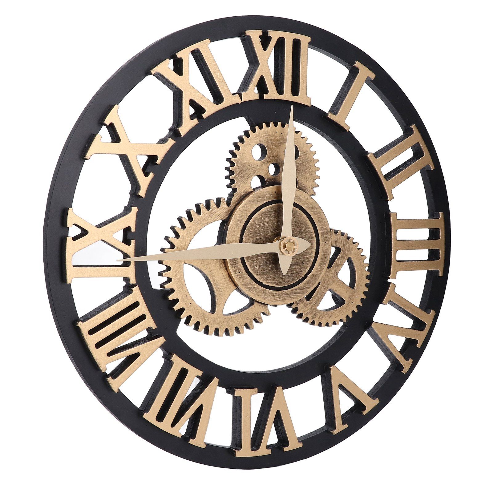 Large 3D Retro Wall Clock 34CM Vintage Wooden Gear Wall Clock Numerals view 6