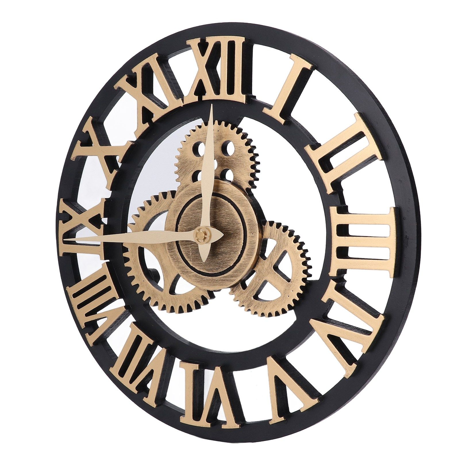 Large 3D Retro Wall Clock 34CM Vintage Wooden Gear Wall Clock Numerals view 8
