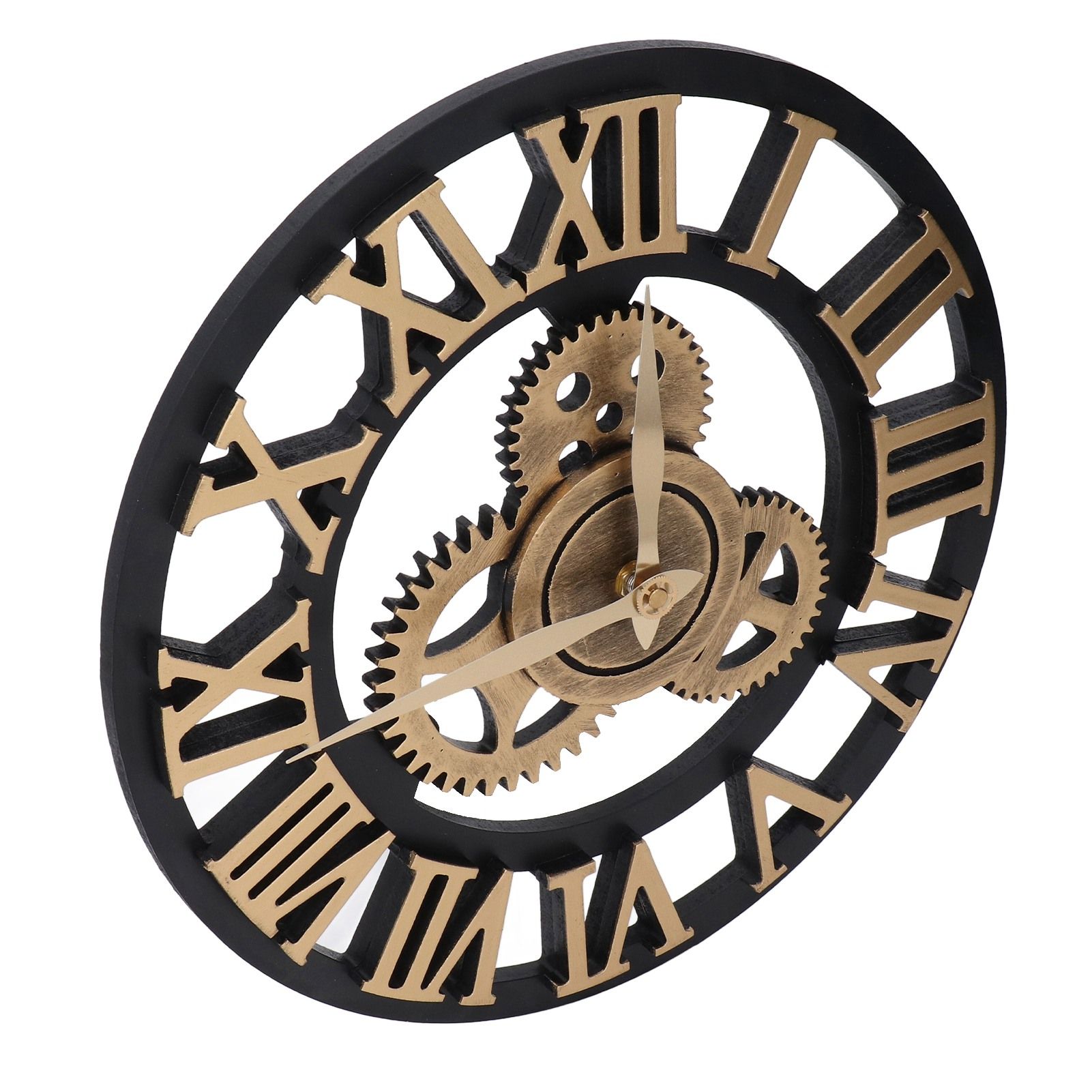 Large 3D Retro Wall Clock 34CM Vintage Wooden Gear Wall Clock Numerals view 9