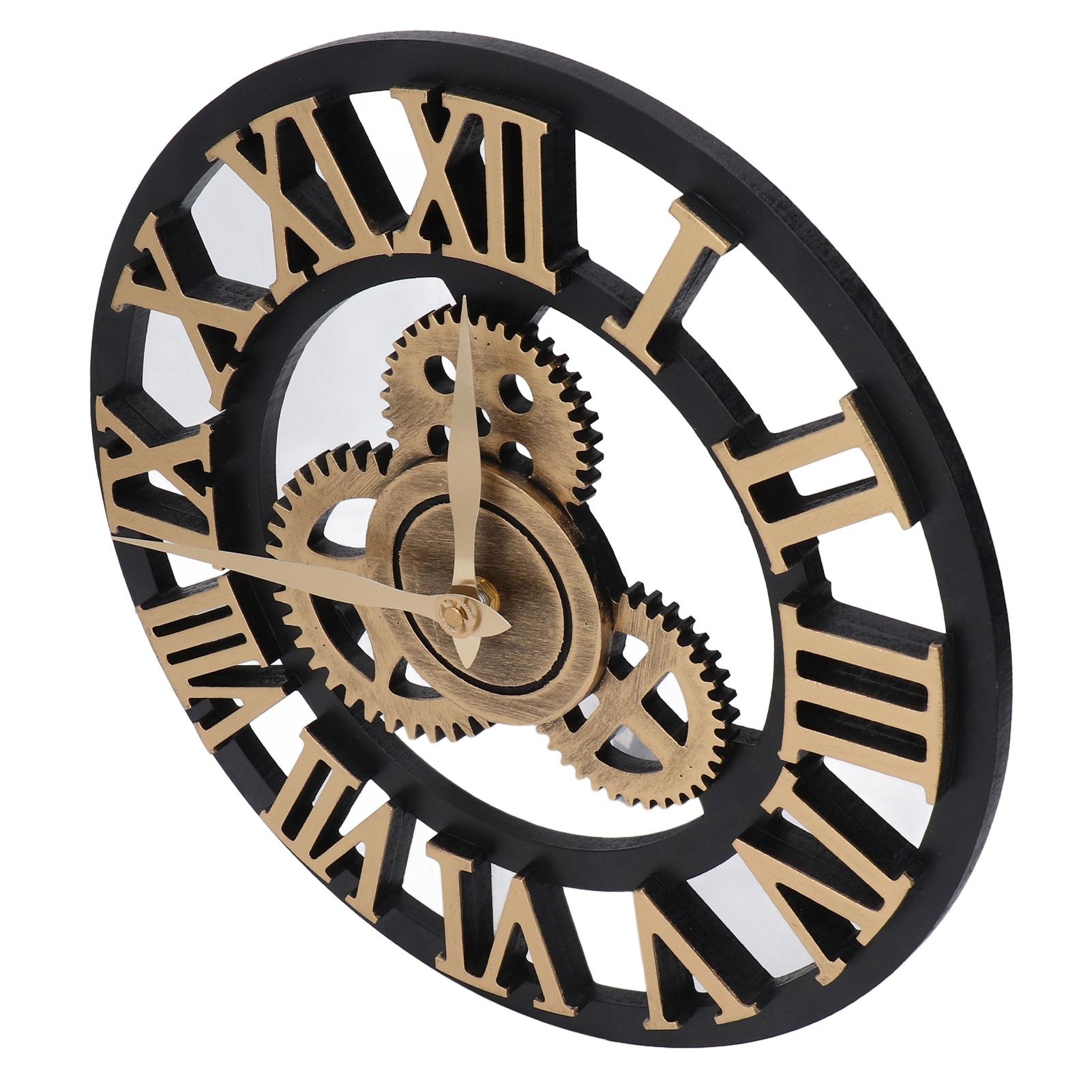 Large 3D Retro Wall Clock 34CM Vintage Wooden Gear Wall Clock Numerals view 11