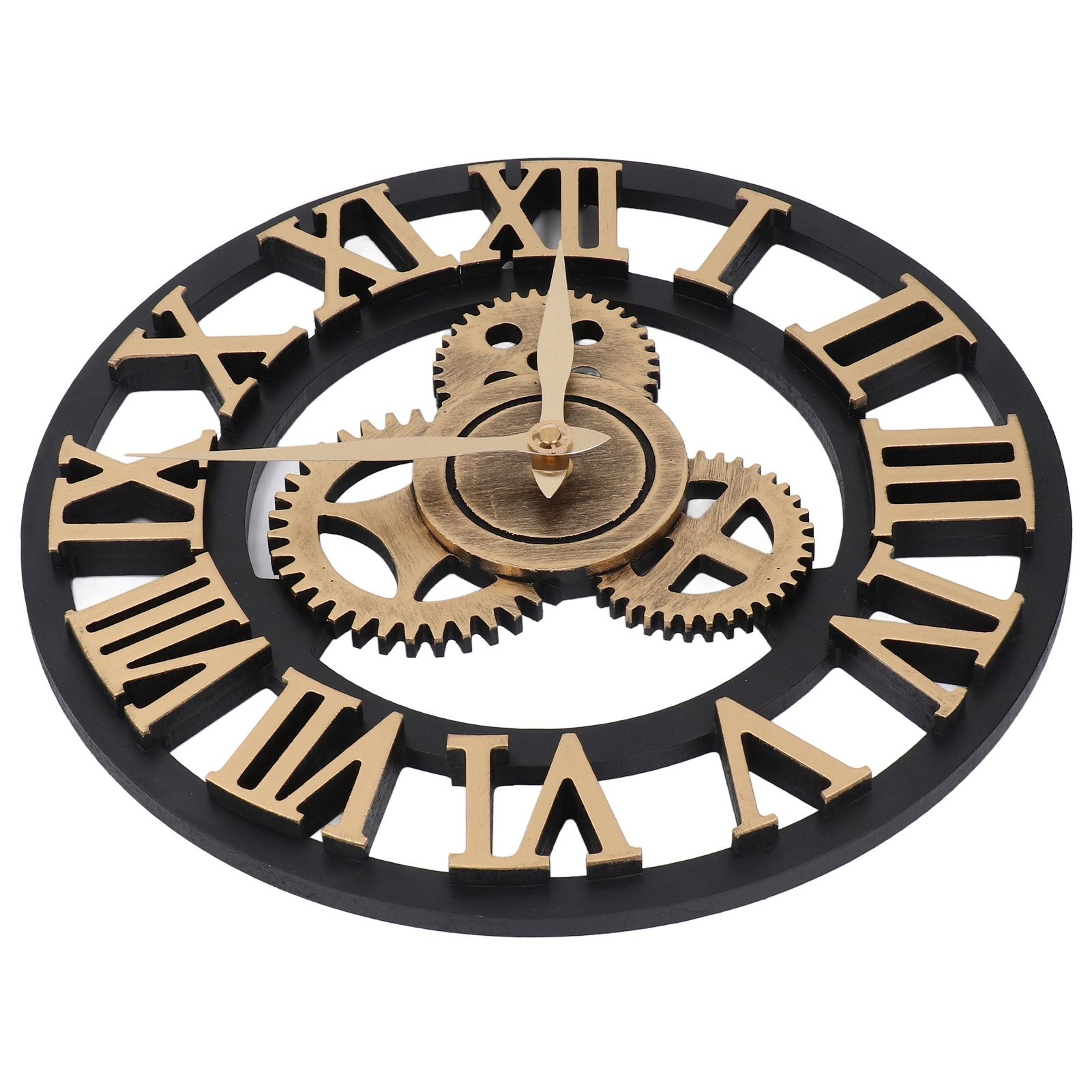 Large 3D Retro Wall Clock 34CM Vintage Wooden Gear Wall Clock Numerals view 12