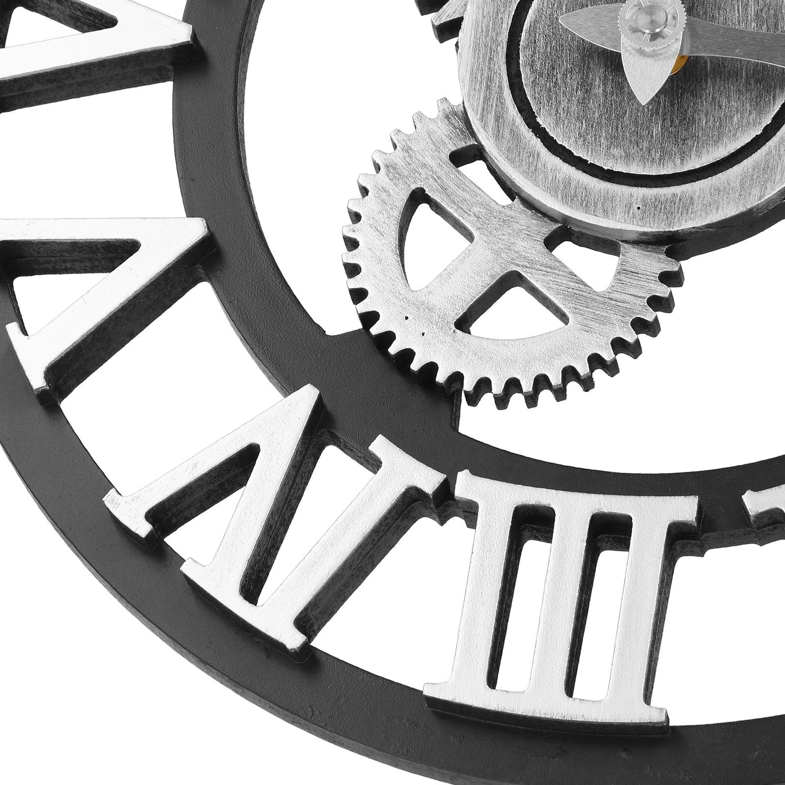 Large 3D Retro Wall Clock 34CM Vintage Wooden Gear Wall Clock Numerals view 2