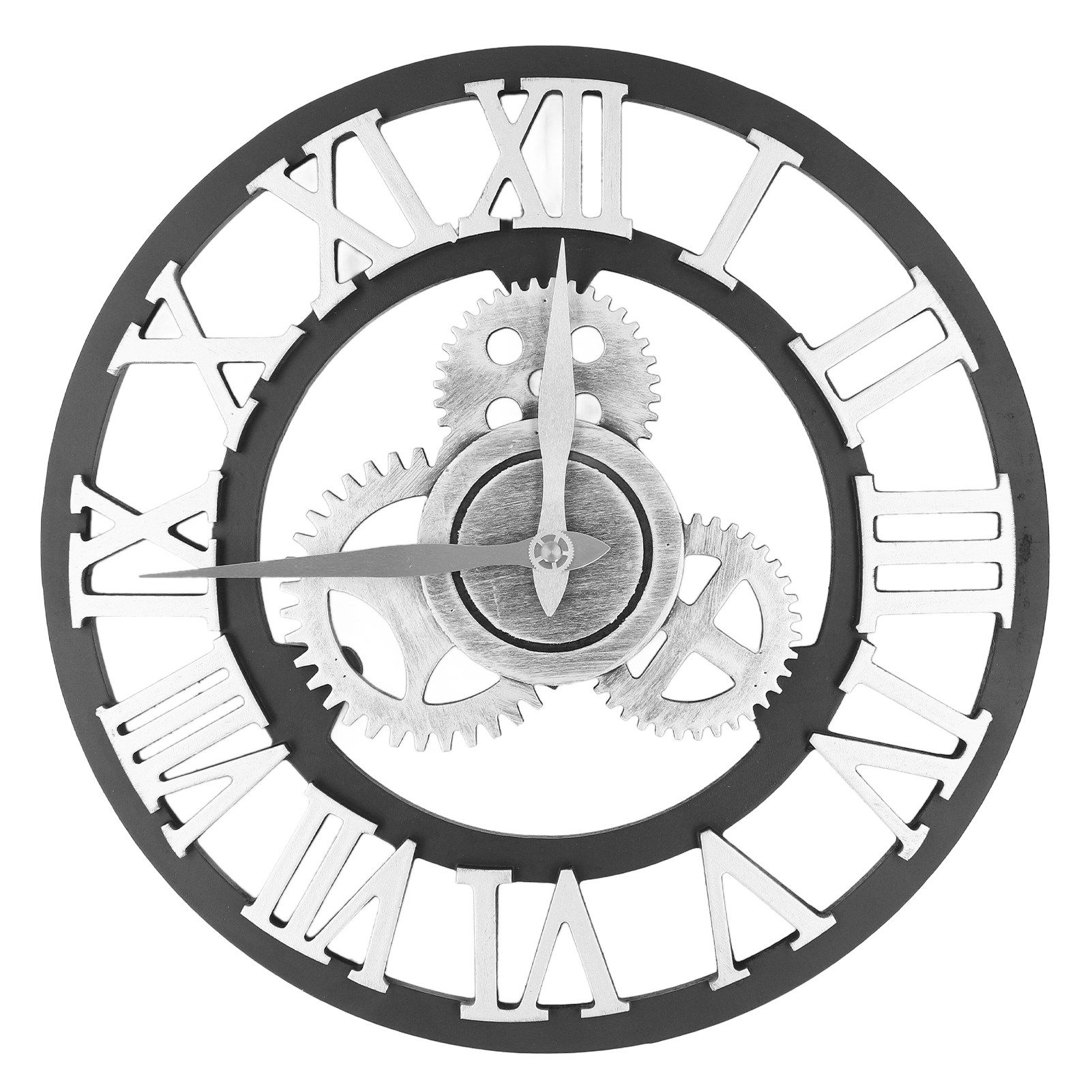 Large 3D Retro Wall Clock 34CM Vintage Wooden Gear Wall Clock Numerals view 3