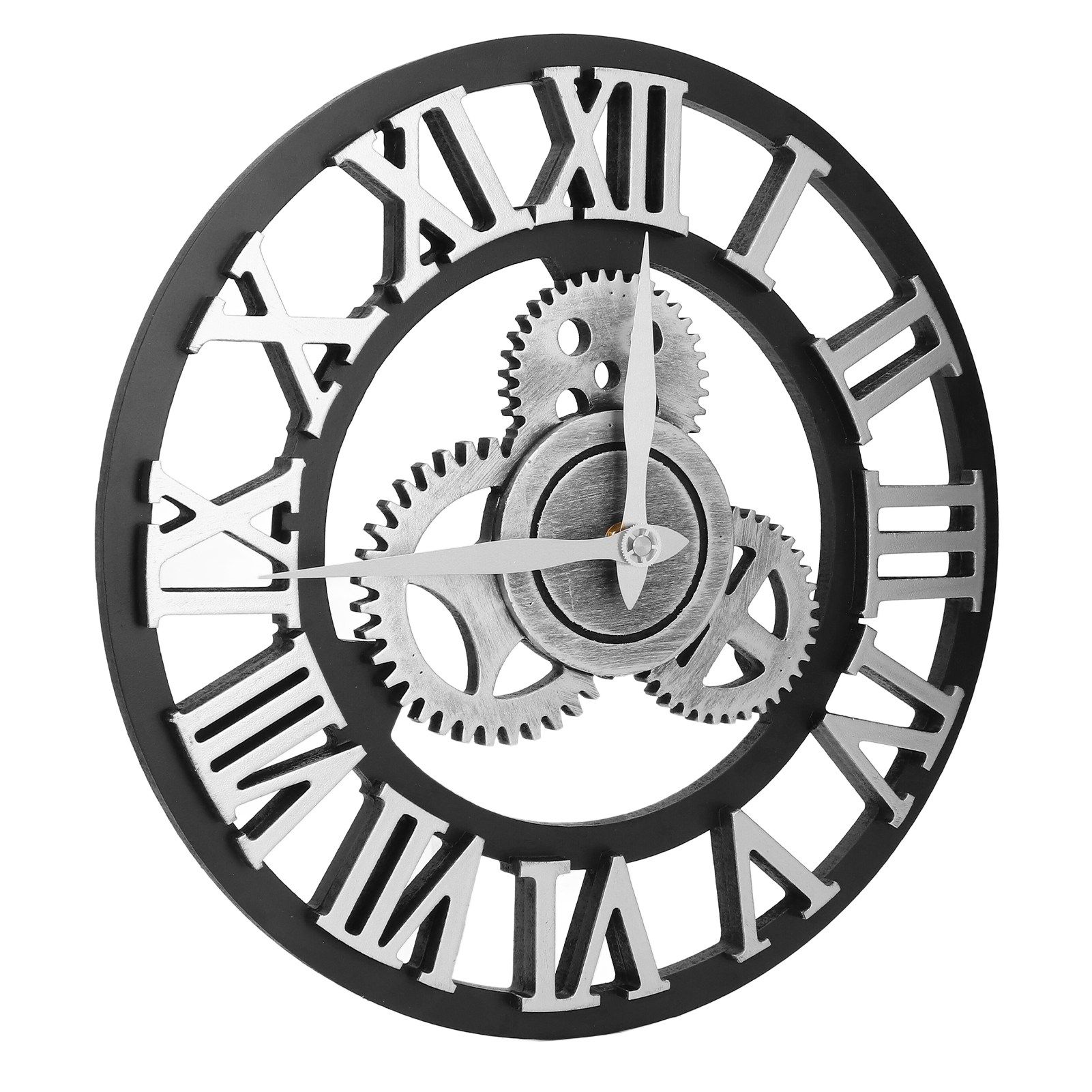Large 3D Retro Wall Clock 34CM Vintage Wooden Gear Wall Clock Numerals view 6