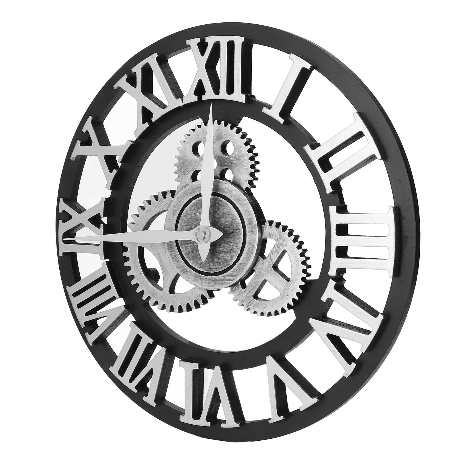 Large 3D Retro Wall Clock 34CM Vintage Wooden Gear Wall Clock Numerals view 8
