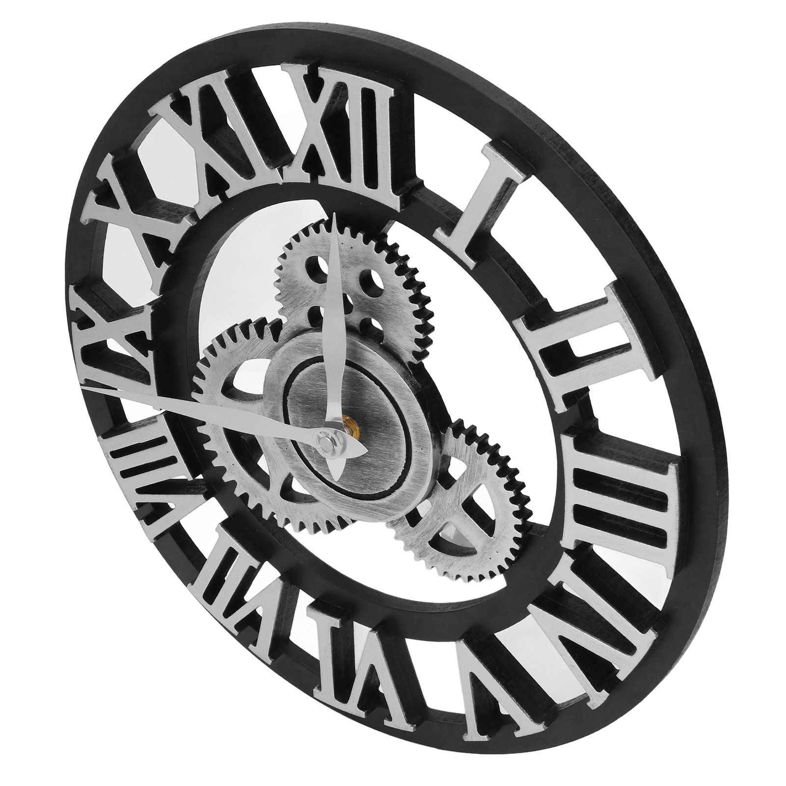 Large 3D Retro Wall Clock 34CM Vintage Wooden Gear Wall Clock Numerals view 11