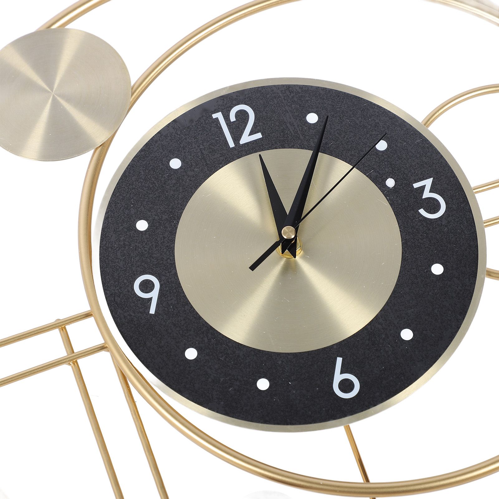 Wall Clock for Living Room Decor Metal Deer Horn Swinging Gold Pendulum view 2