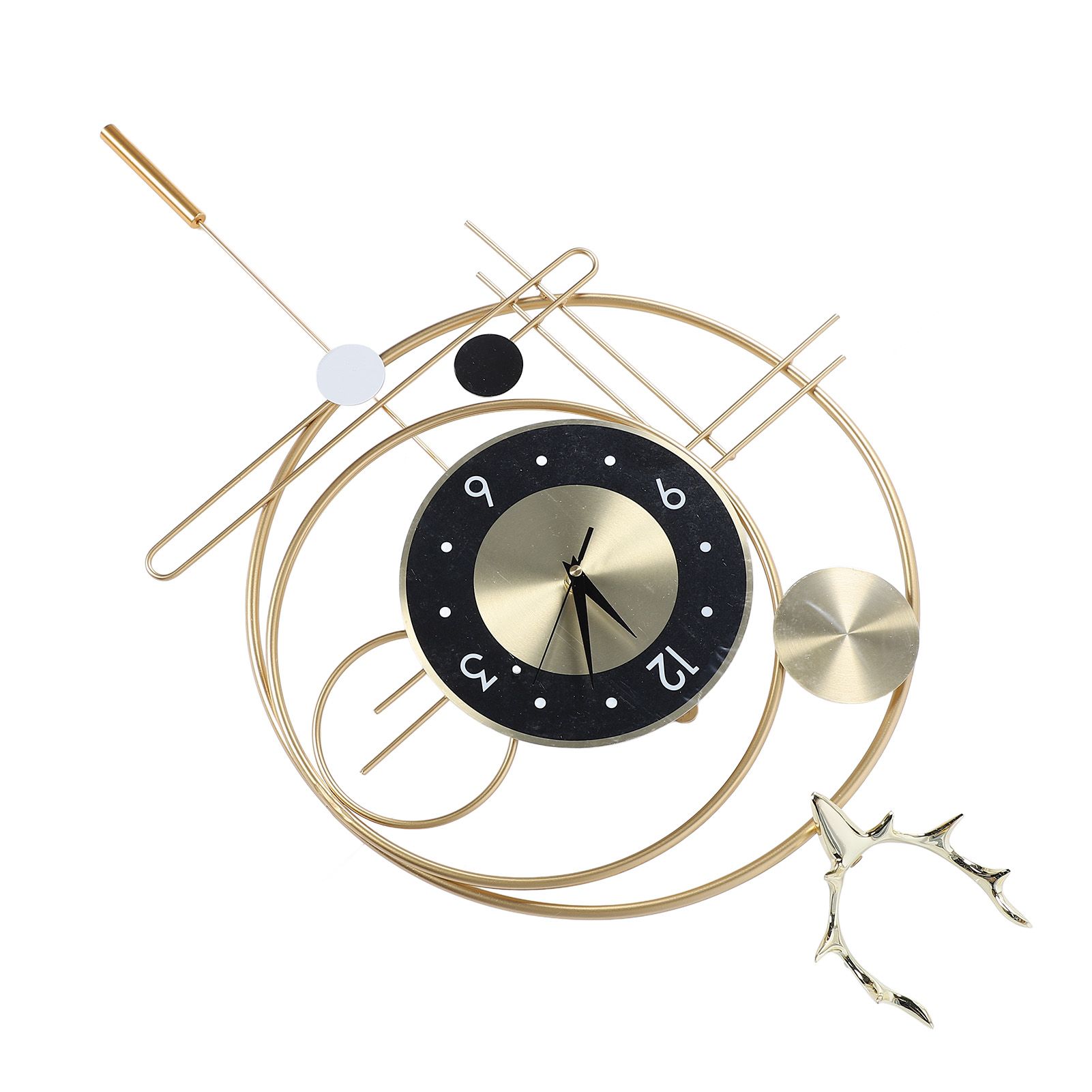 Wall Clock for Living Room Decor Metal Deer Horn Swinging Gold Pendulum view 12